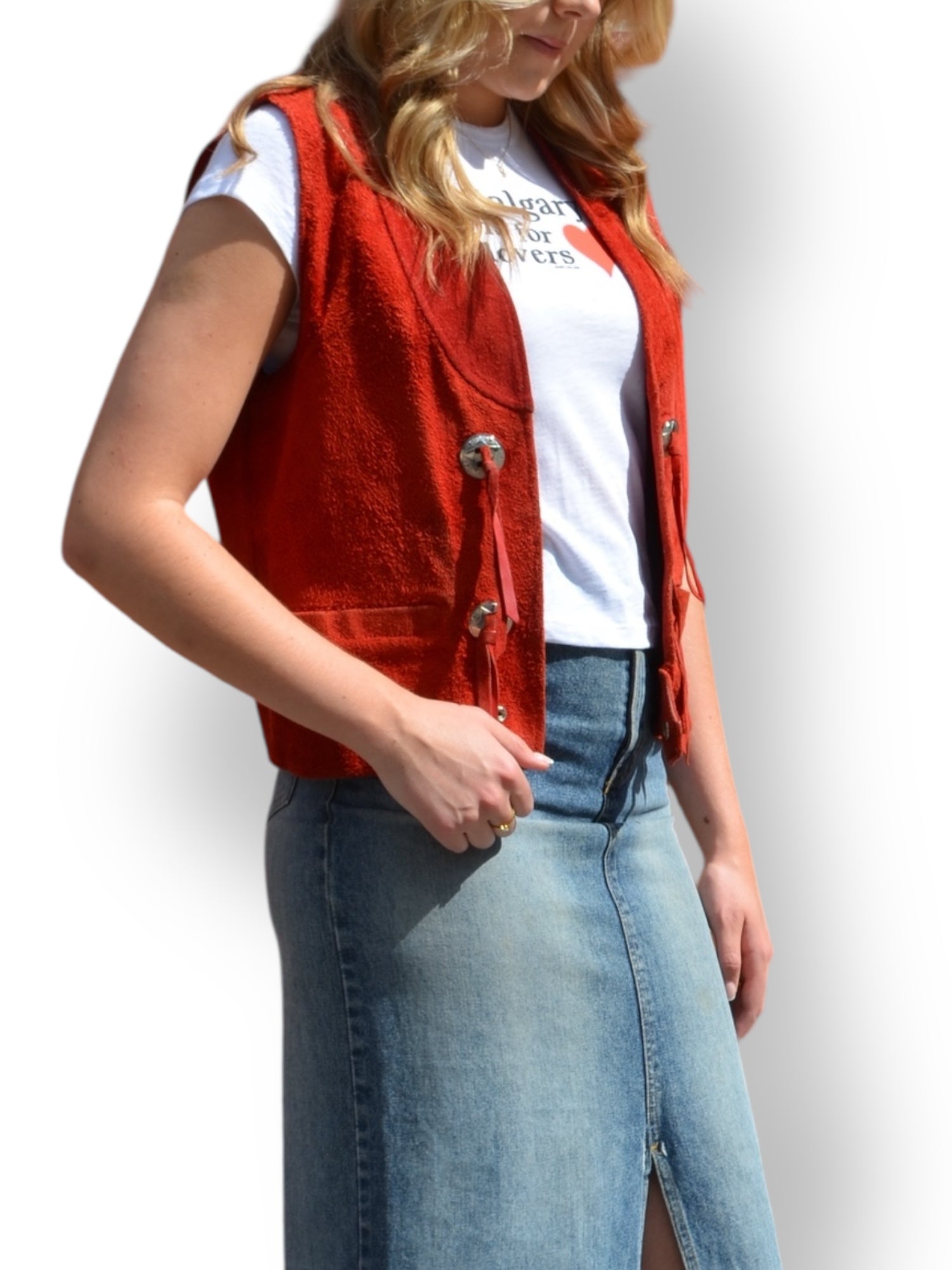 (L) Red Leather Vest