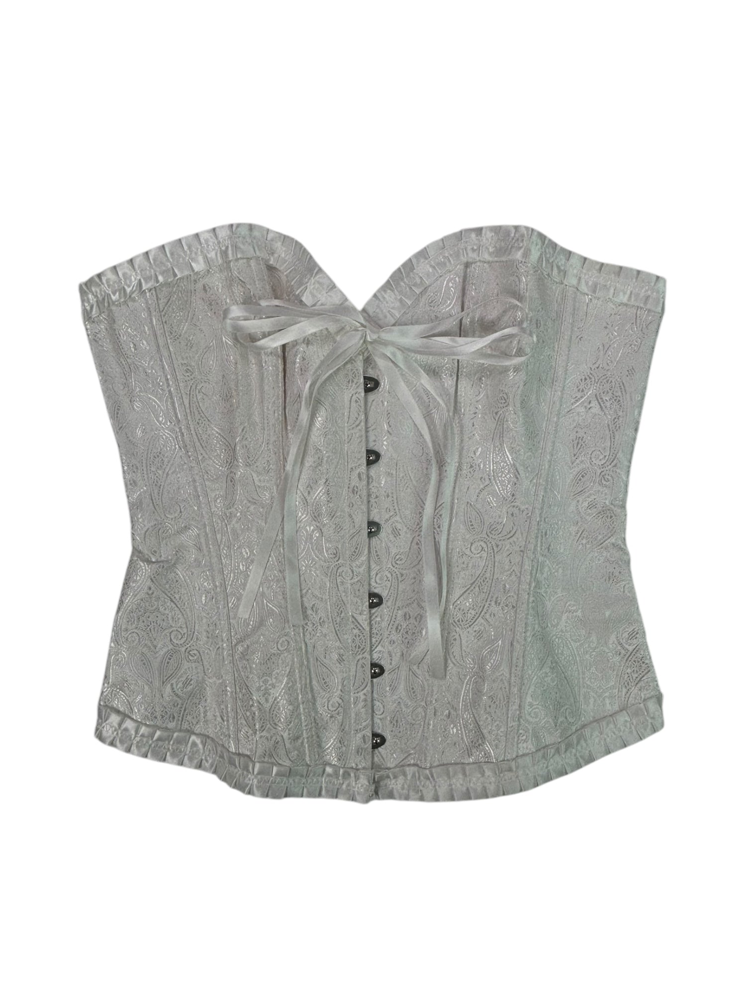 (XL) White Paisley Detail Corset