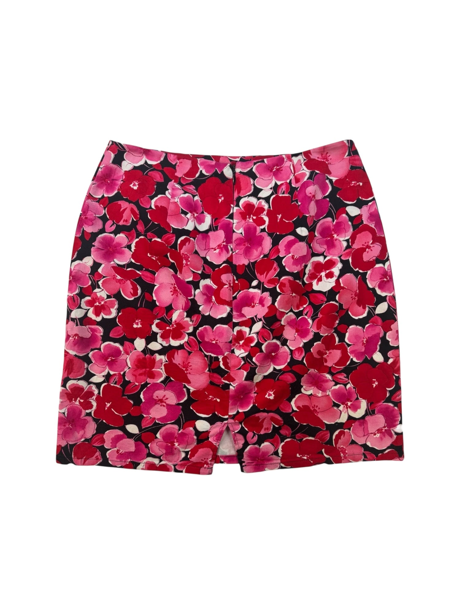 (28) Black Floral Midi Skirt