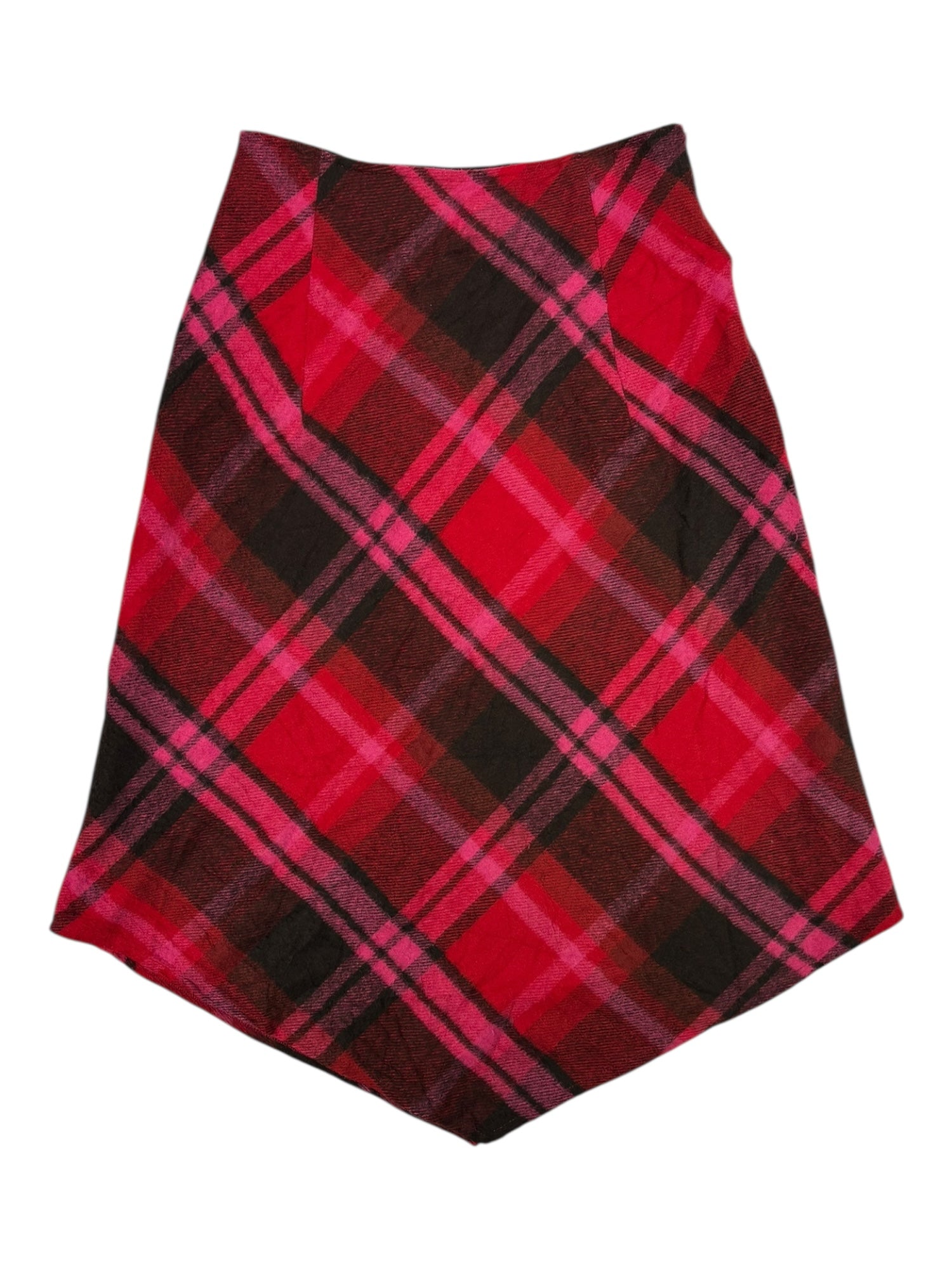 (XS) Pink and Red Plaid Energy Midi Skirt