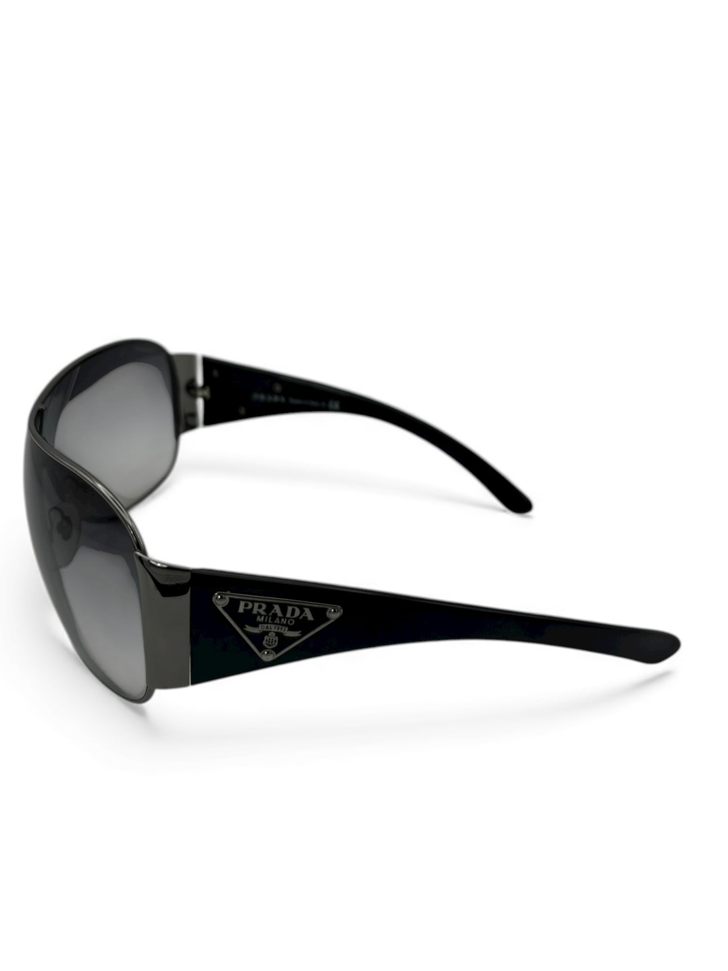 (O/S) Black PRADA Shield Style Sunglasses