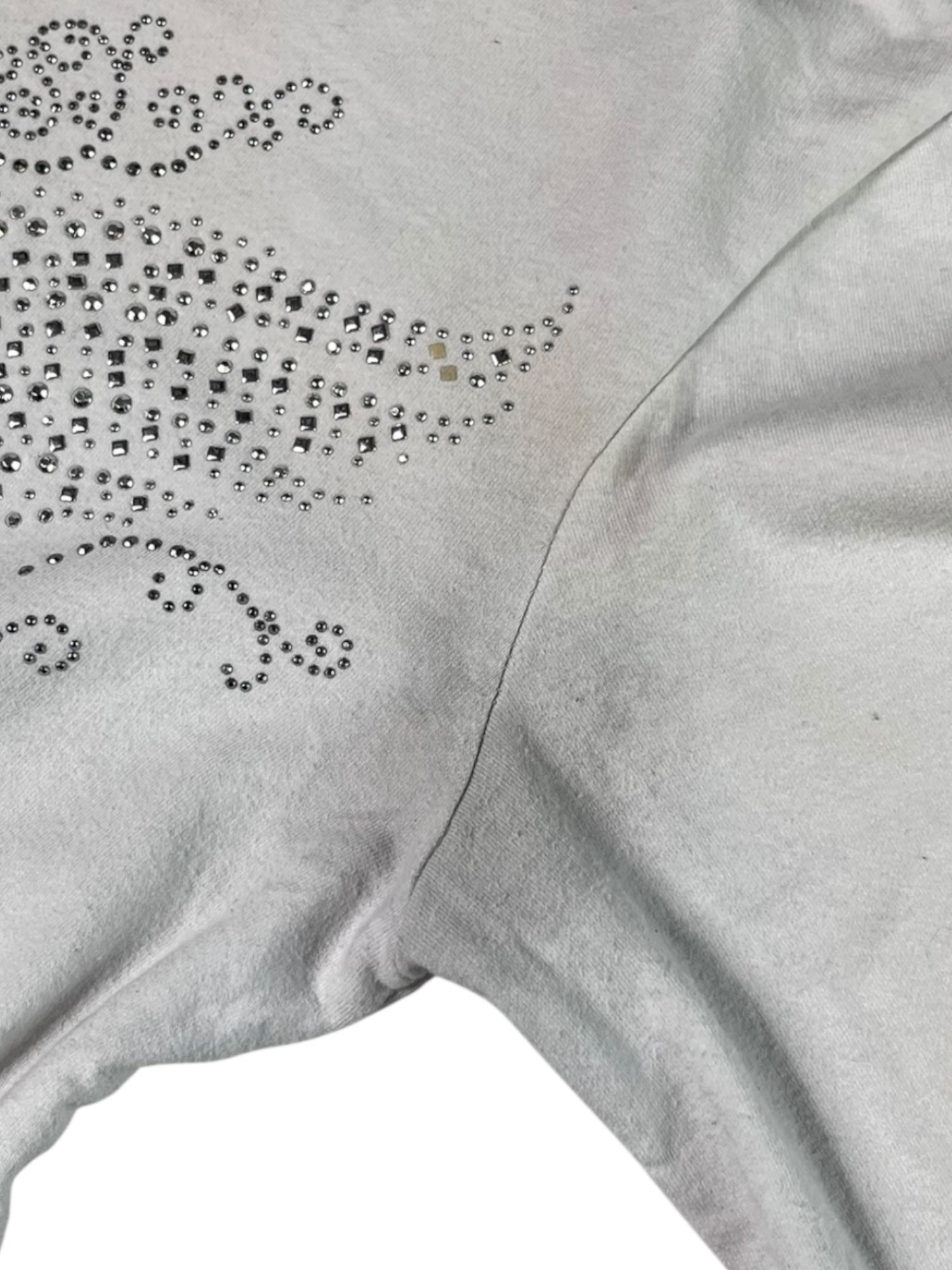 (M) White Rhinestone Embellished Zip Up