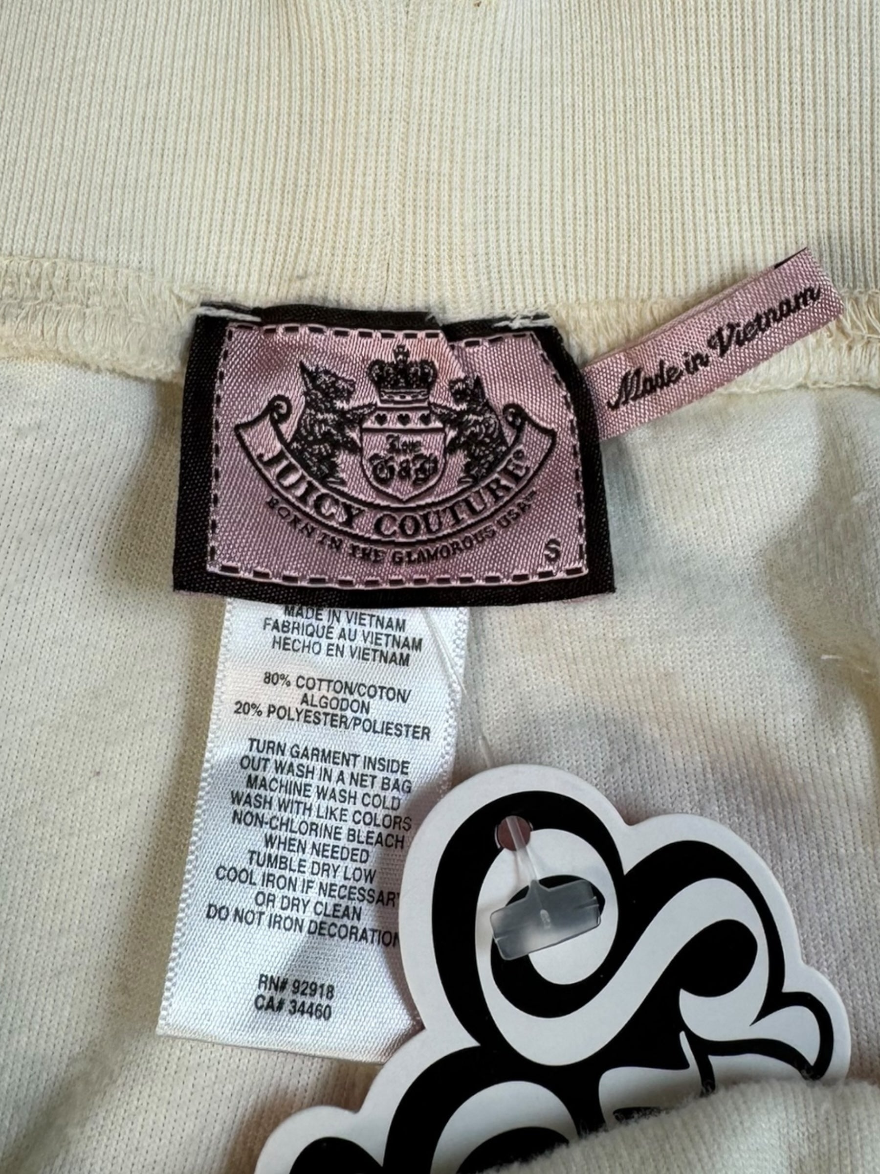 (M) Cream Chain Detail Juicy Couture Velour Pants