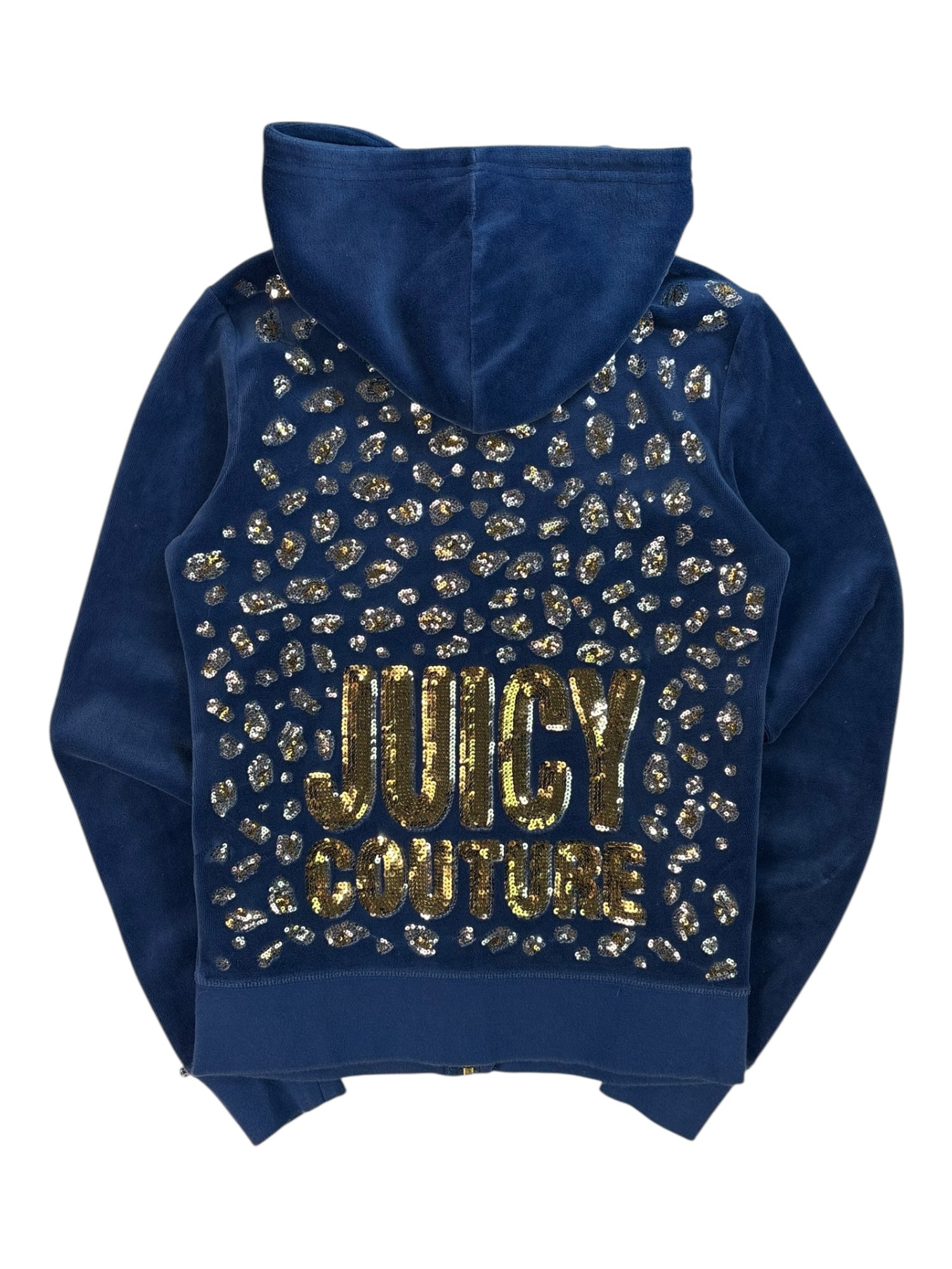 (S) Blue Sequinned Juicy Couture Velour Zip-up Hoodie