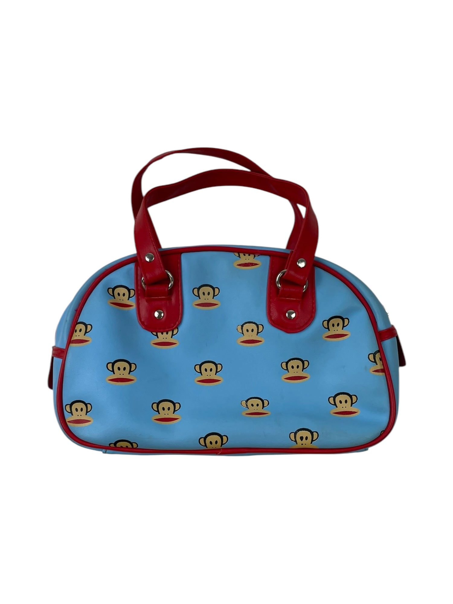 (O/S) Paul Frank Julius the Monkey Baby Blue Monogram Bowler Bag