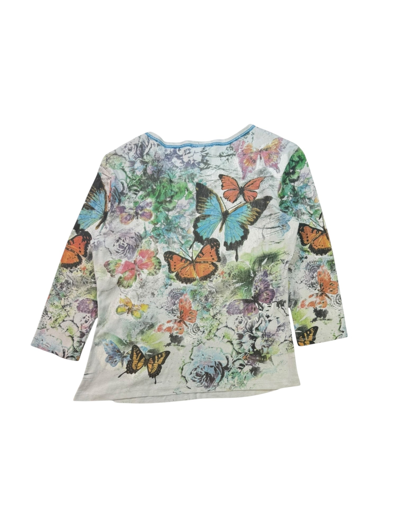 (M) 3/4 Sleeve Embellished Butterfly Tee