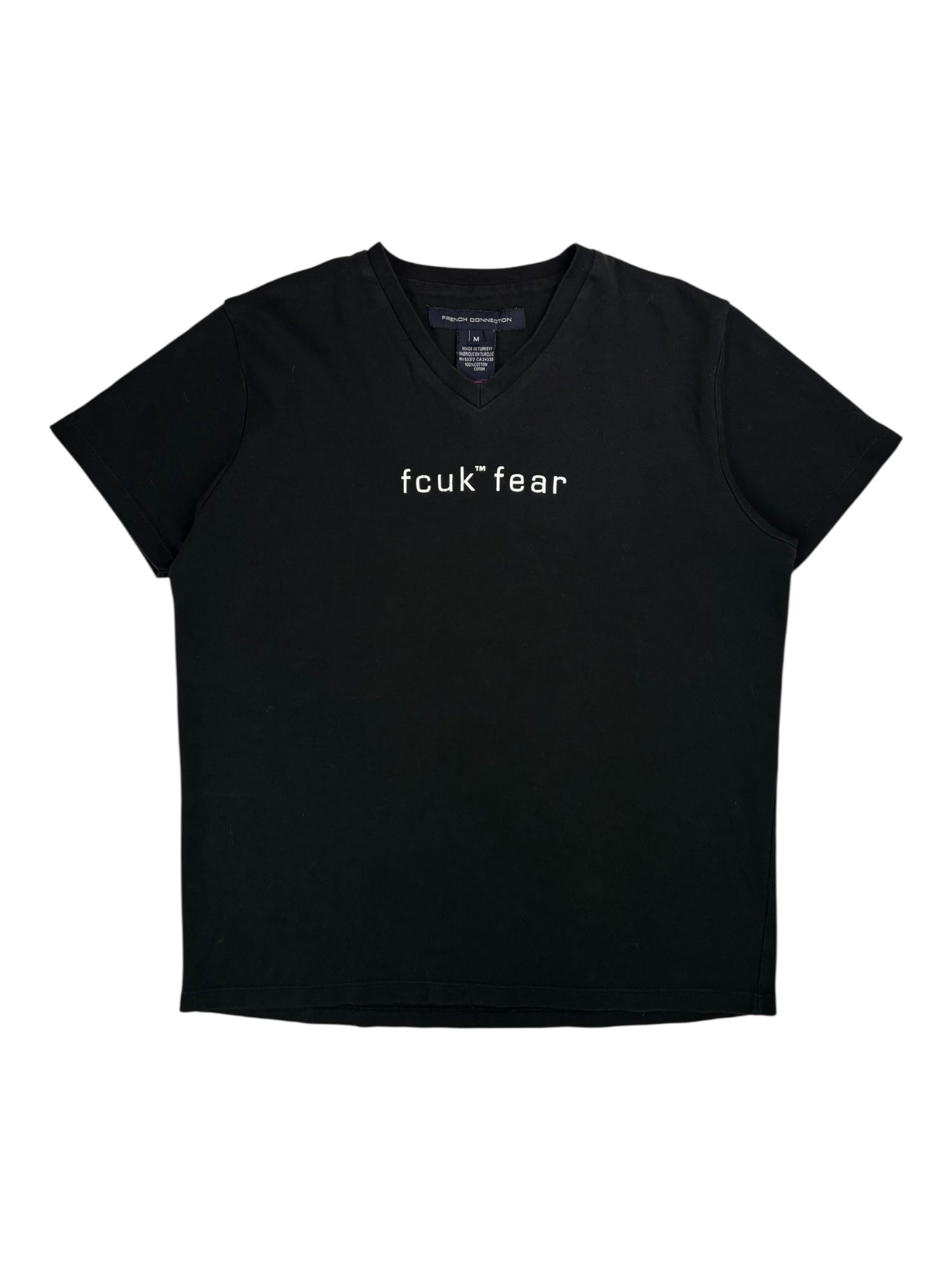 (L) fcuk fear Black V-neck Tee