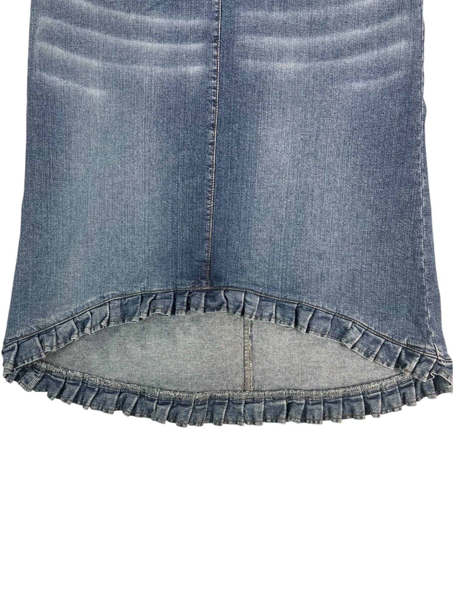 (M) Denim Frill Midi Skirt