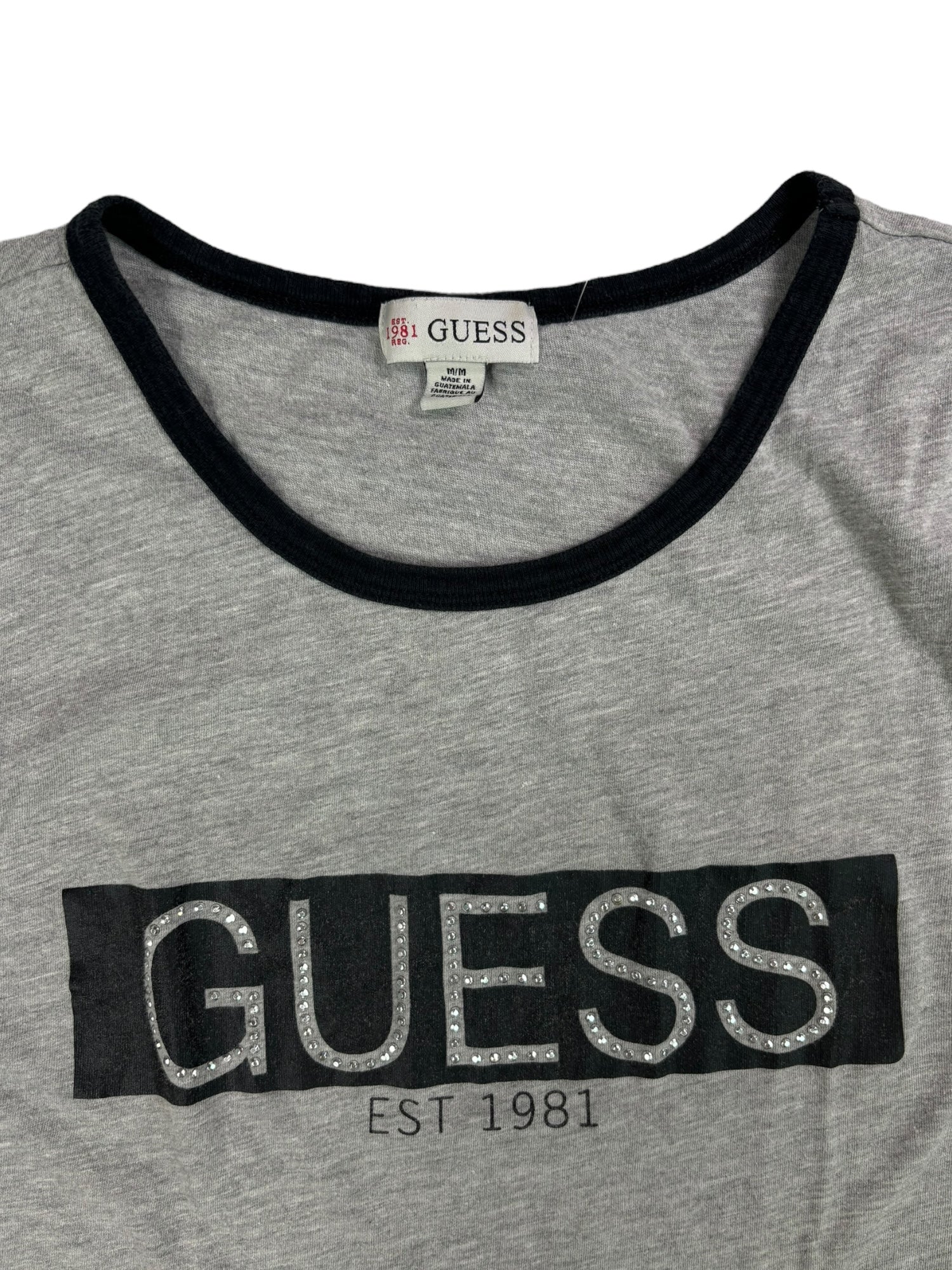 (S) Grey Embellished GUESS Baby Tee