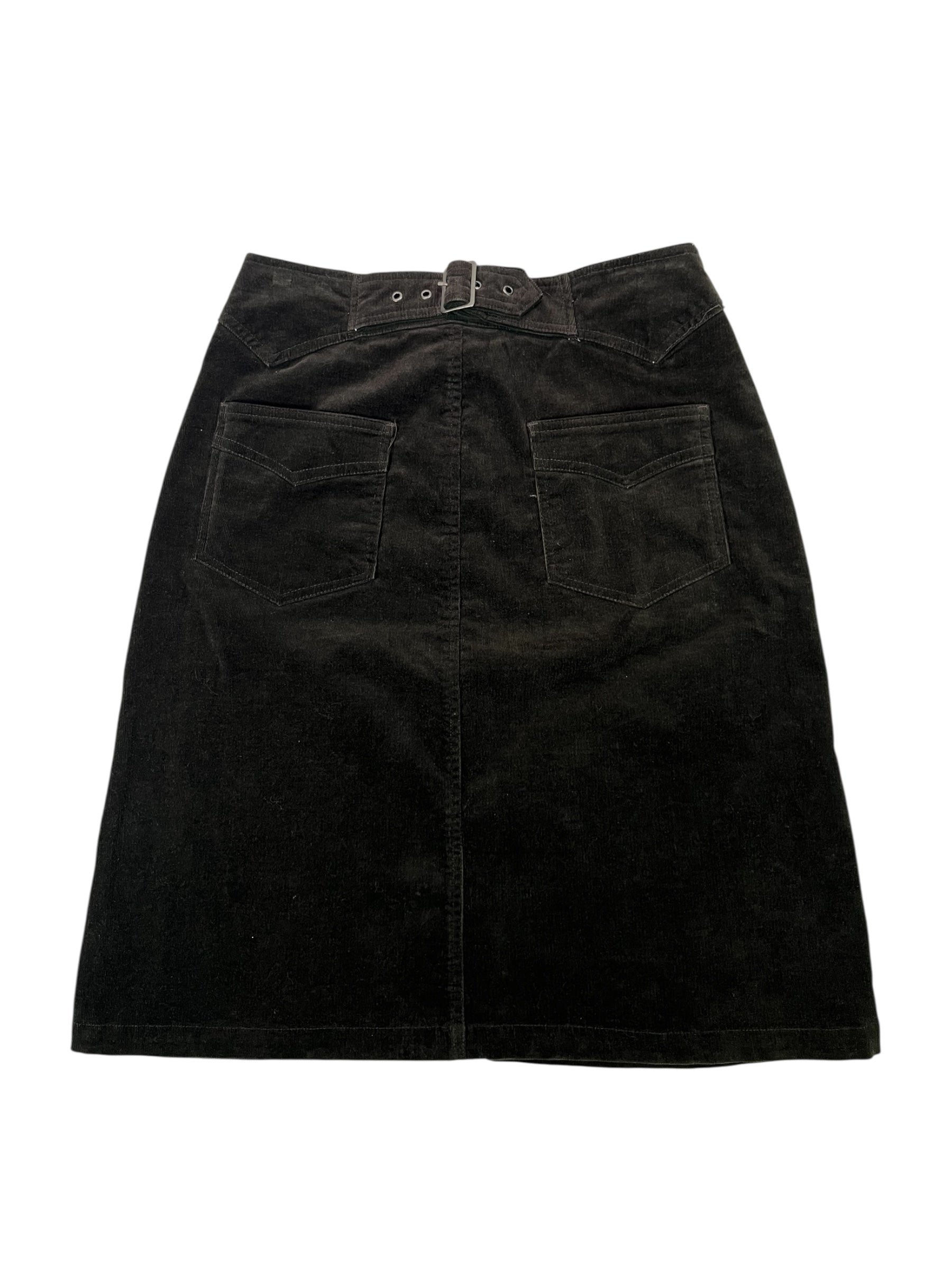 (30) Chocolate Brown Corduroy Togo Skirt