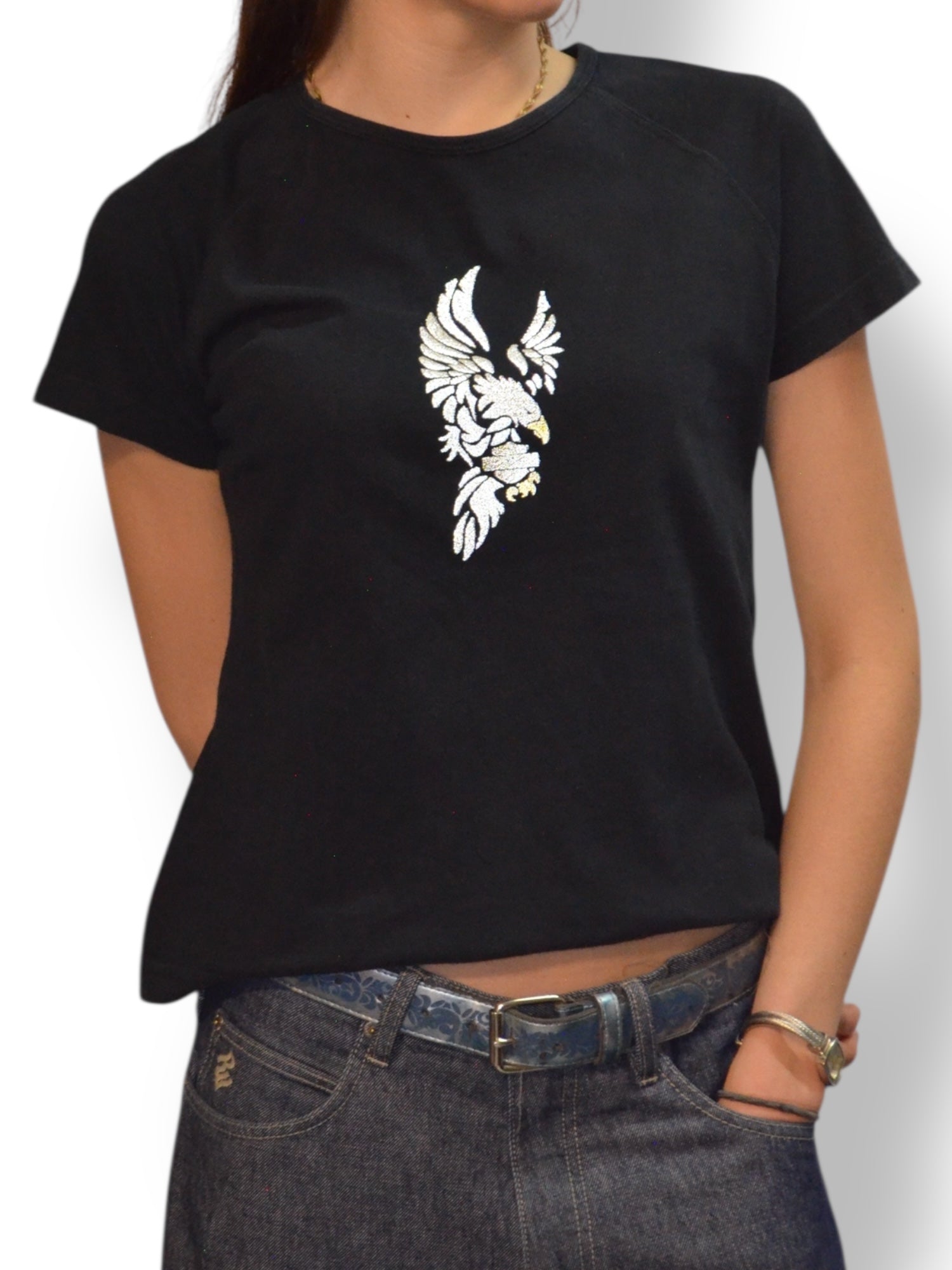 (L) Embellished Eagle Harley Davidson Tee