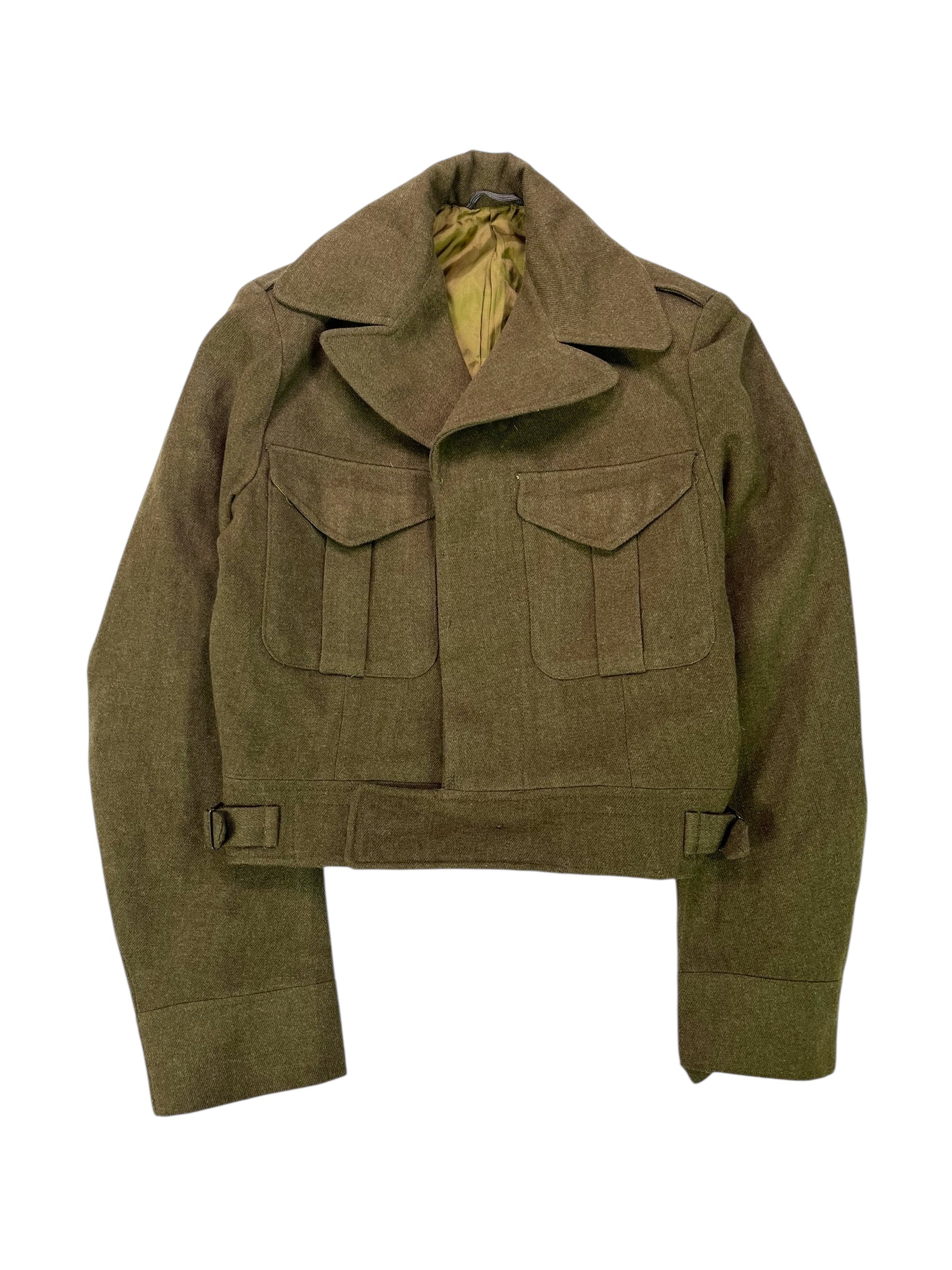 (S) Cropped Army Green Wool Jacket