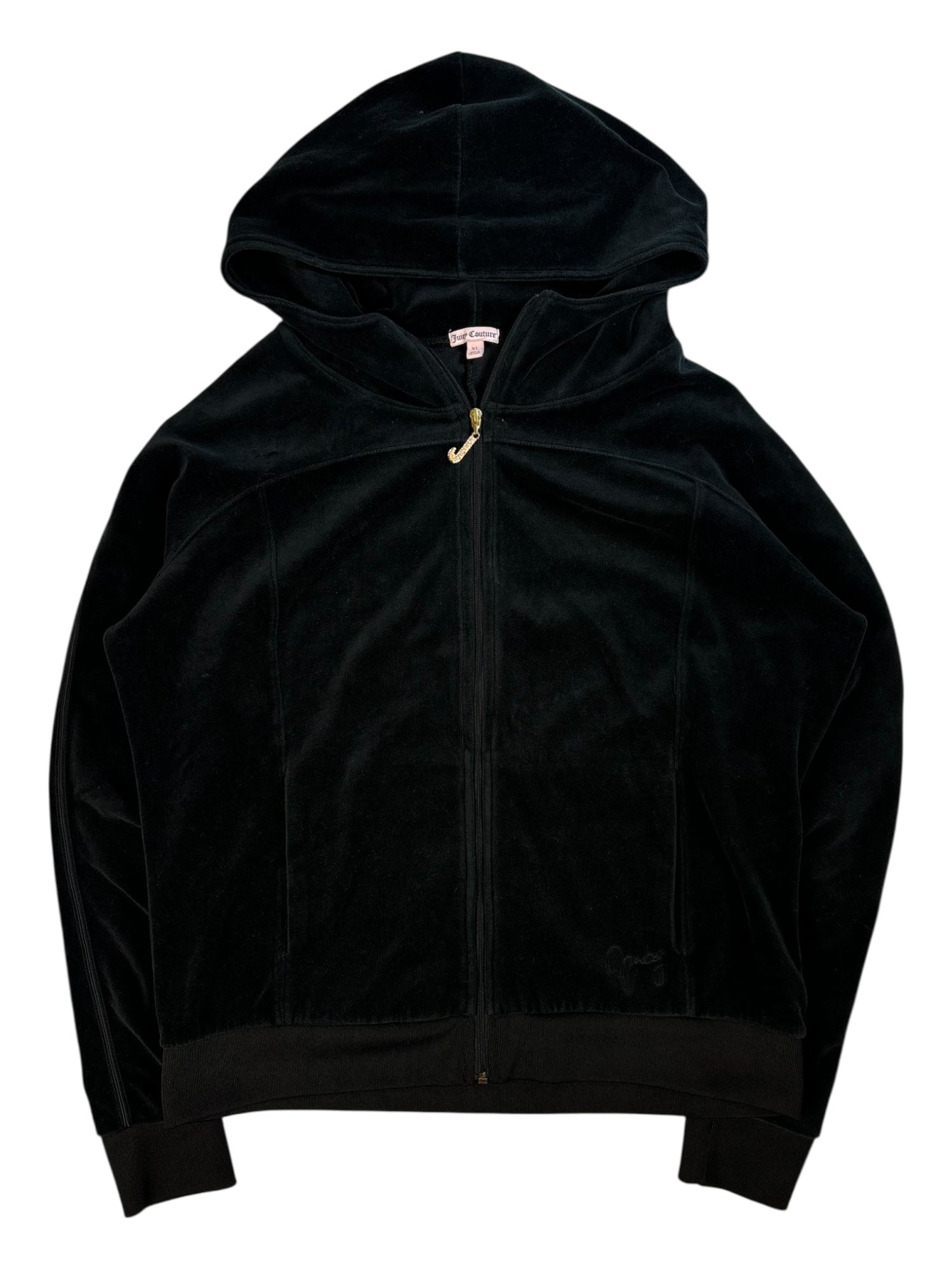(L) Black Juicy Couture Velour Zip Up Hoodie
