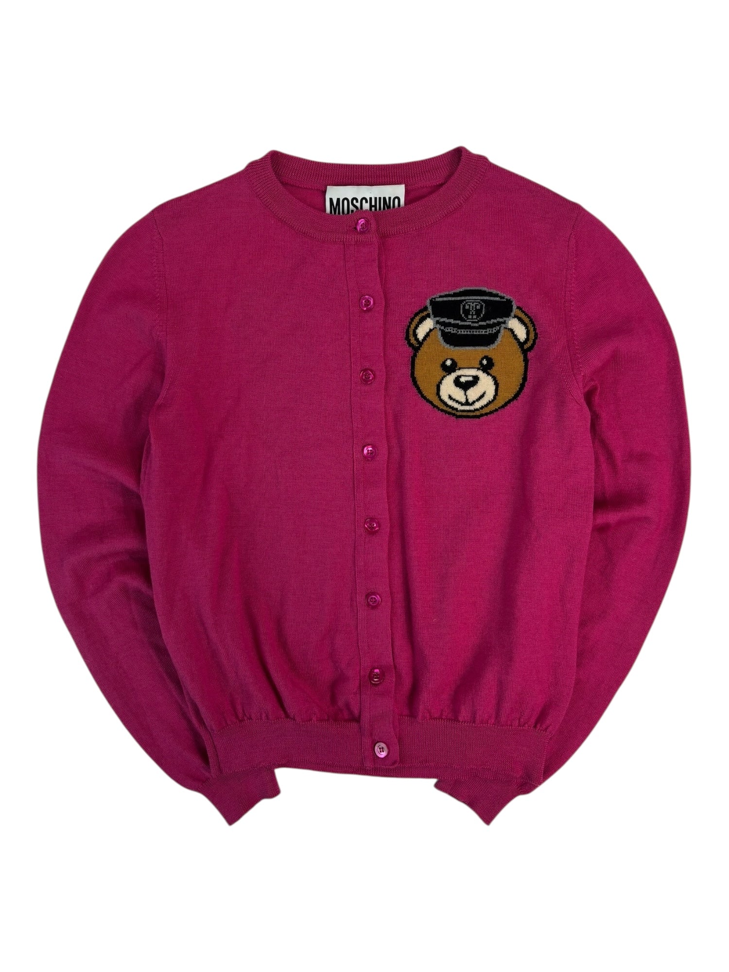 (S) Pink MOSCHINO Bear Button-up Sweater