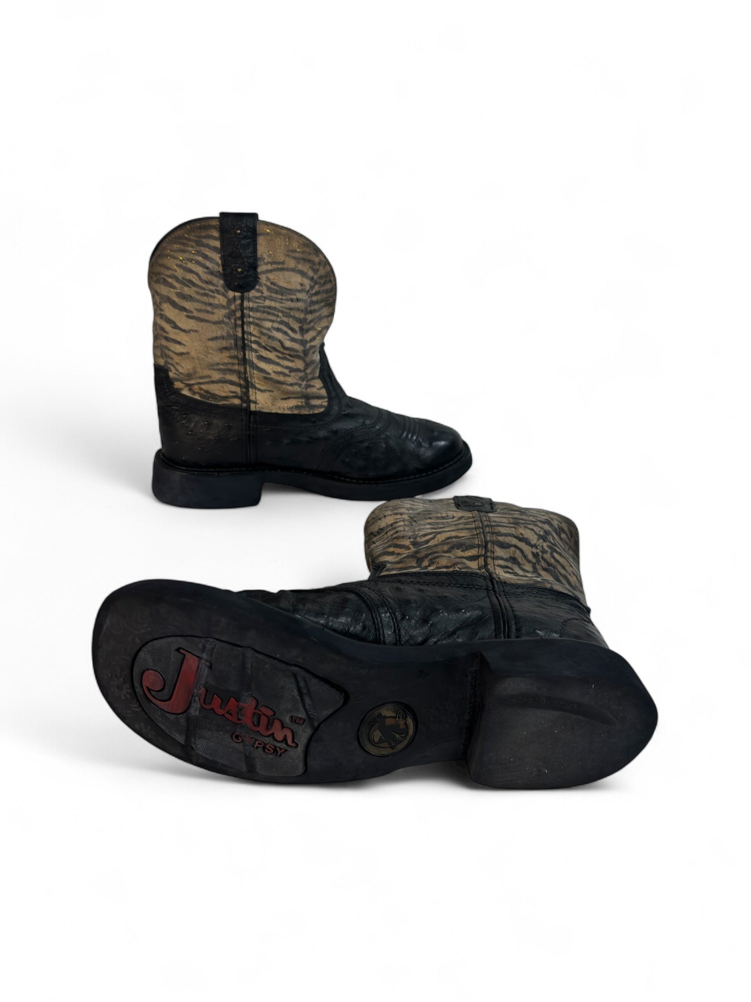 (10) Black/Zebra Print Cowboy Boots
