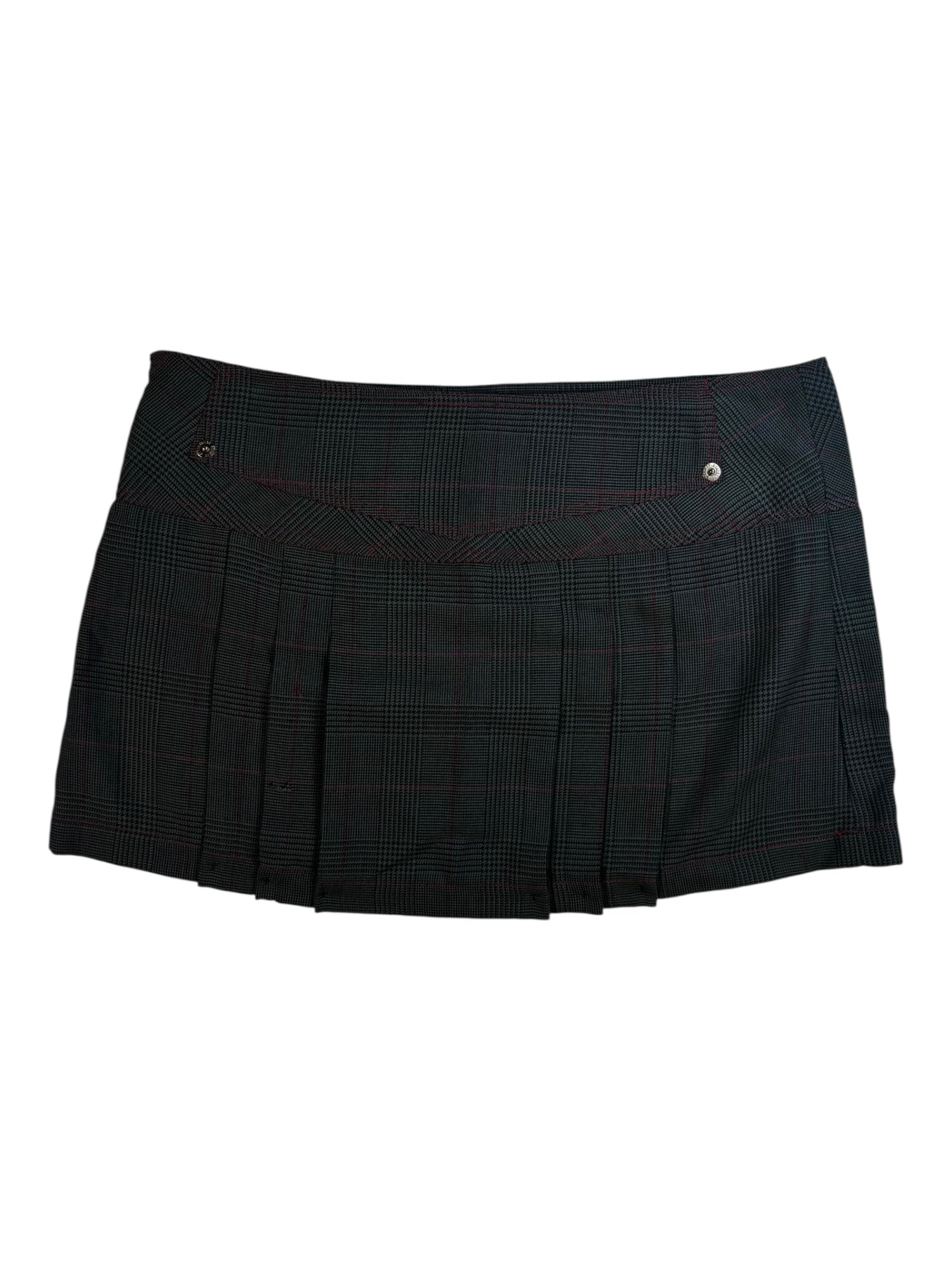 (M) Dark Grey Plaid Pleated Mini Skirt