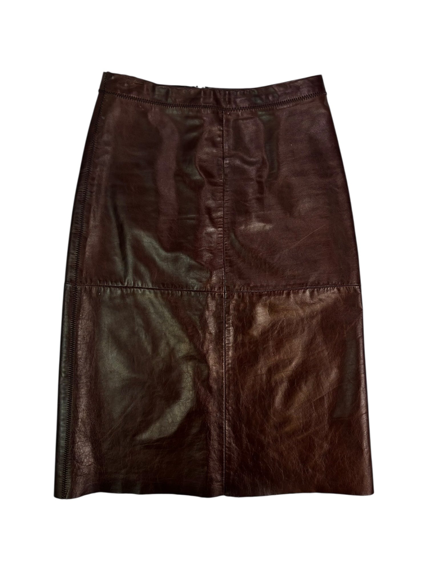 (27) Gap Brown Leather Midi Skirt