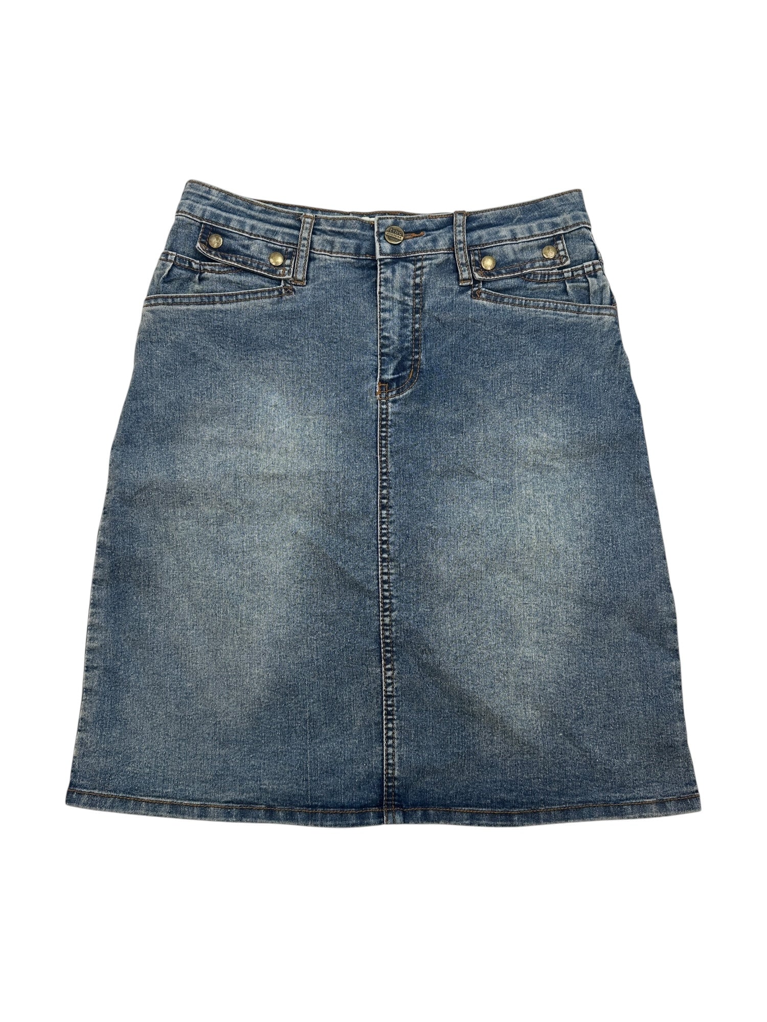 (28) T+BC Mid Length Denim Skirt