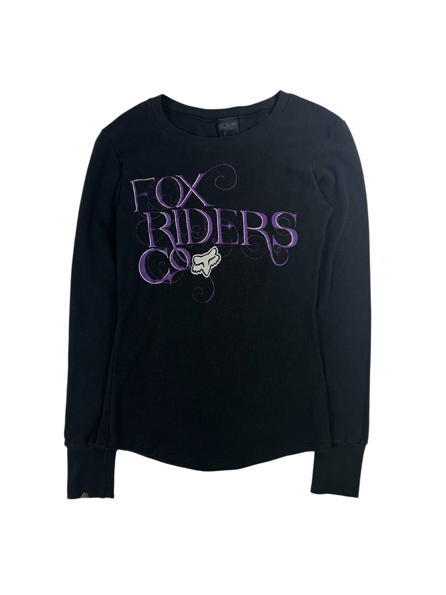 (M) Black FOX Waffle-knit Long Sleeve