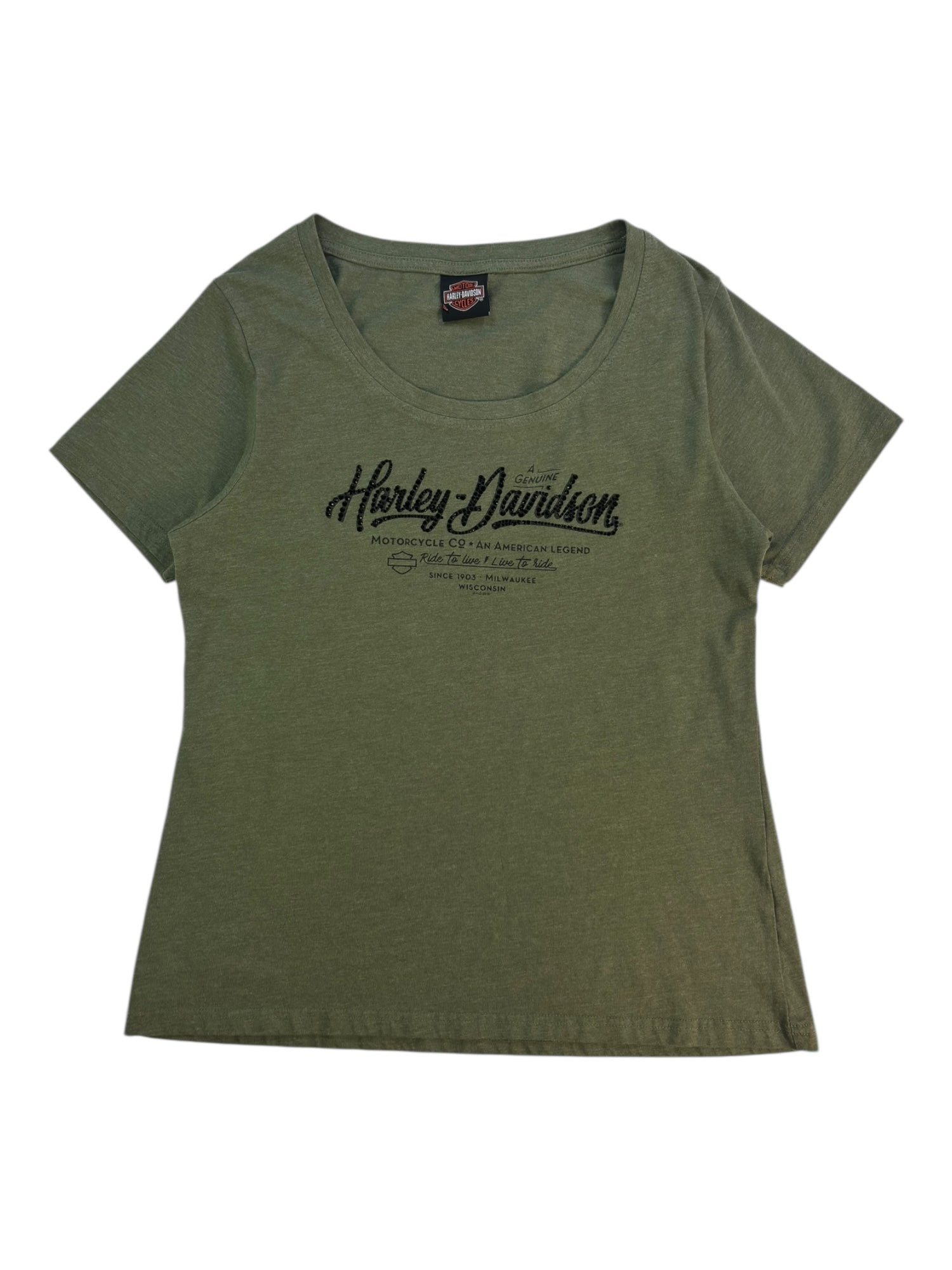 (L) Gasoline Alley Green Harley Davidson Tee