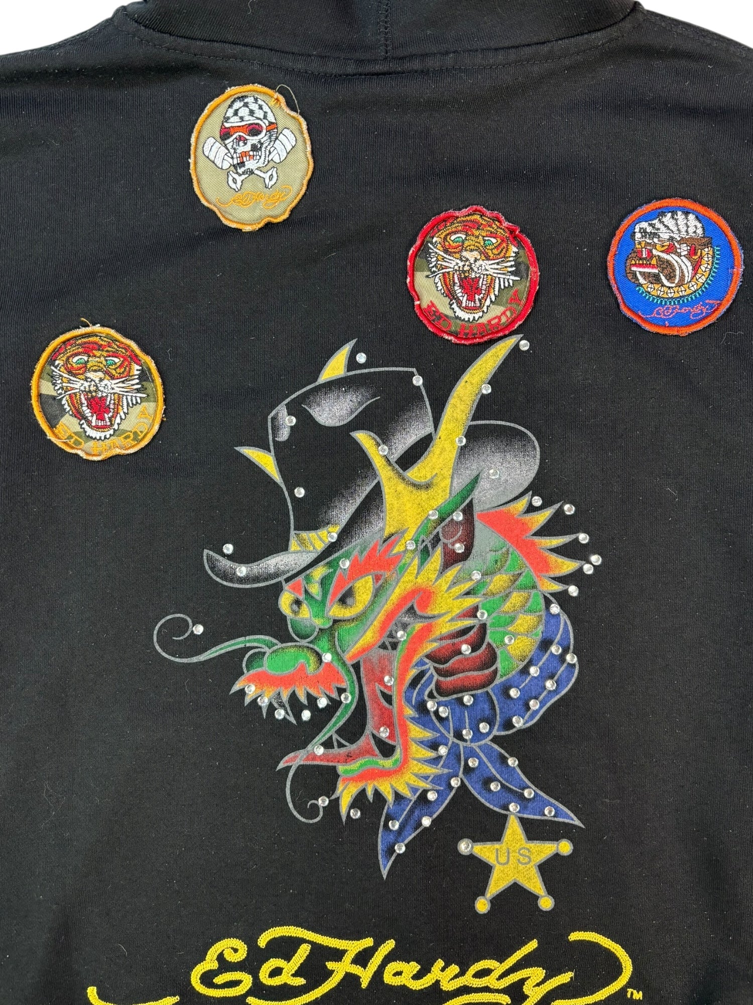 (M) Embellished Ed Hardy Zip-up Hoodie