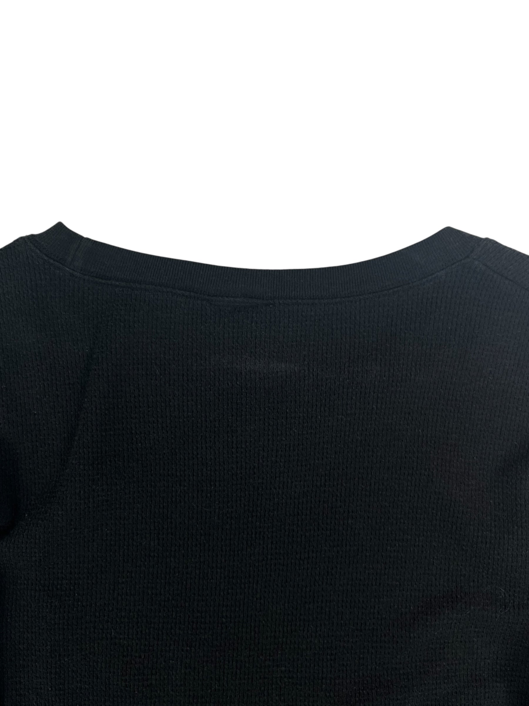 (M) Black FOX Waffle-knit Long Sleeve