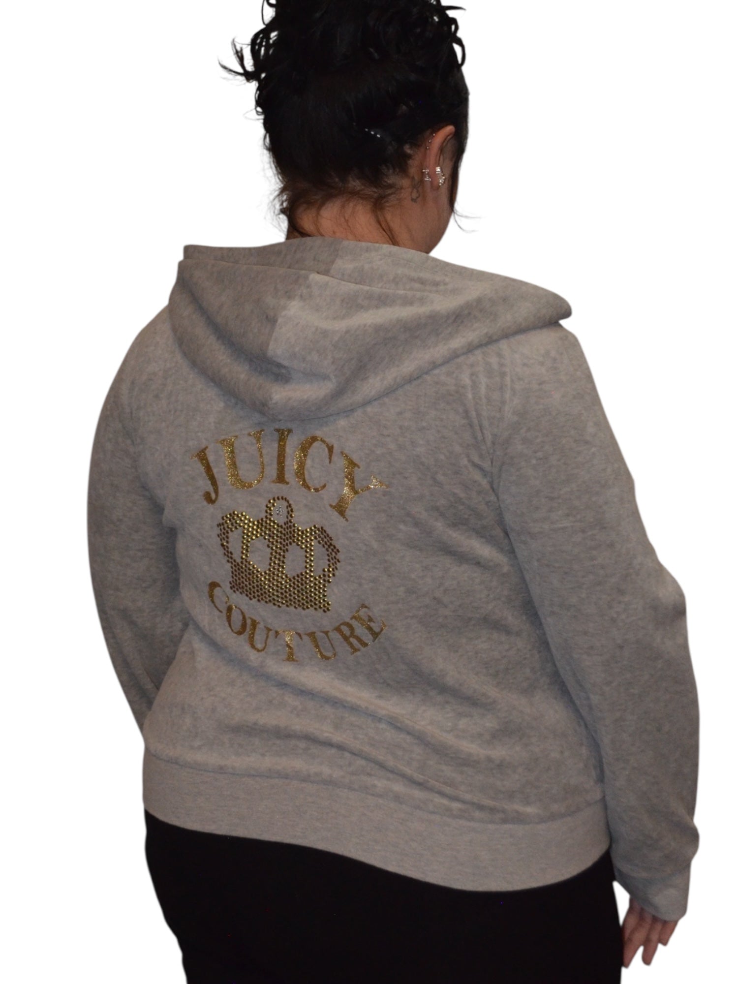 (XXL) Grey Embellished Juicy Couture Zip Up Hoodie