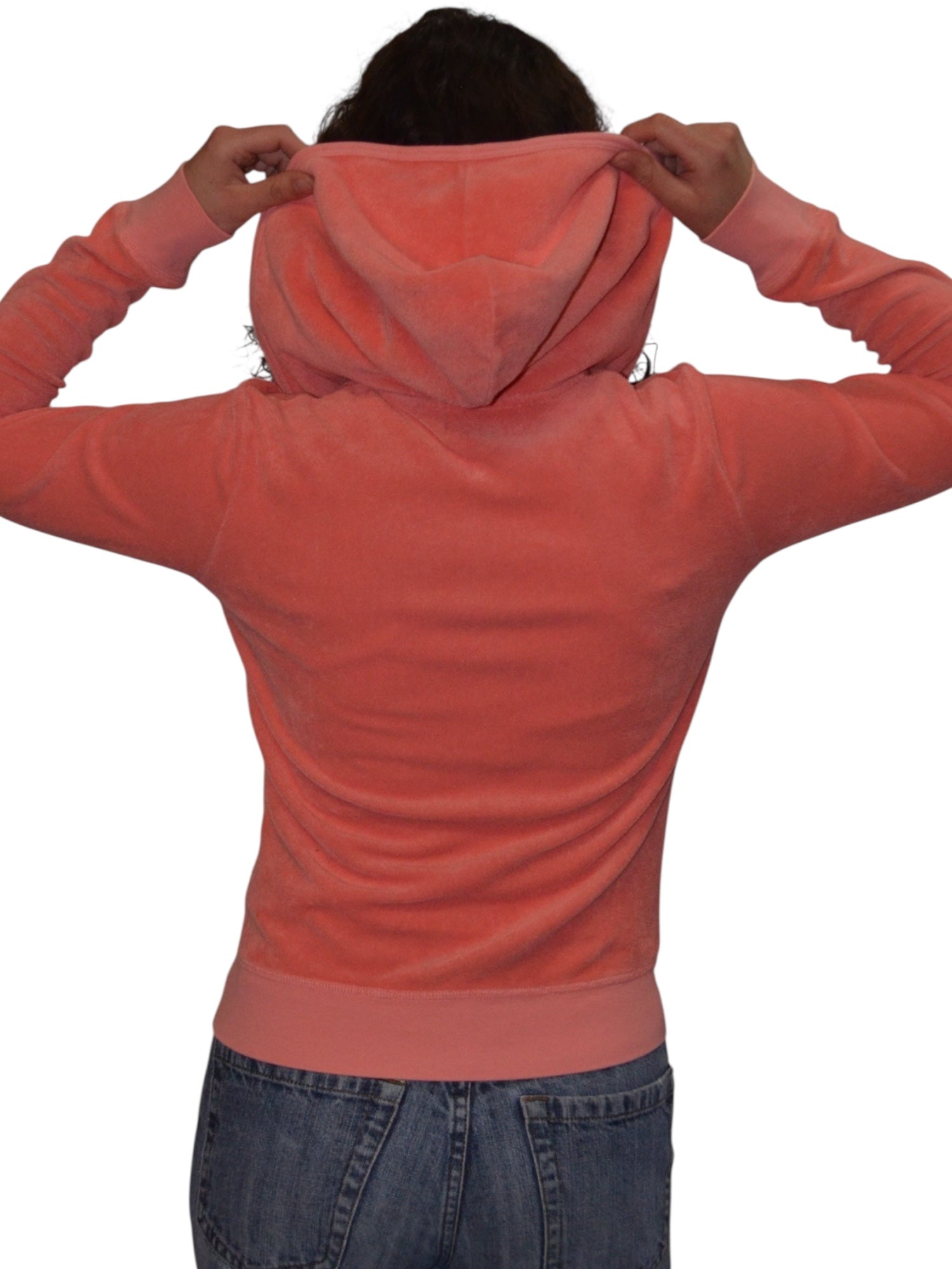 (M) Peach Terry Cloth Juicy Couture Zip Up Hoodie