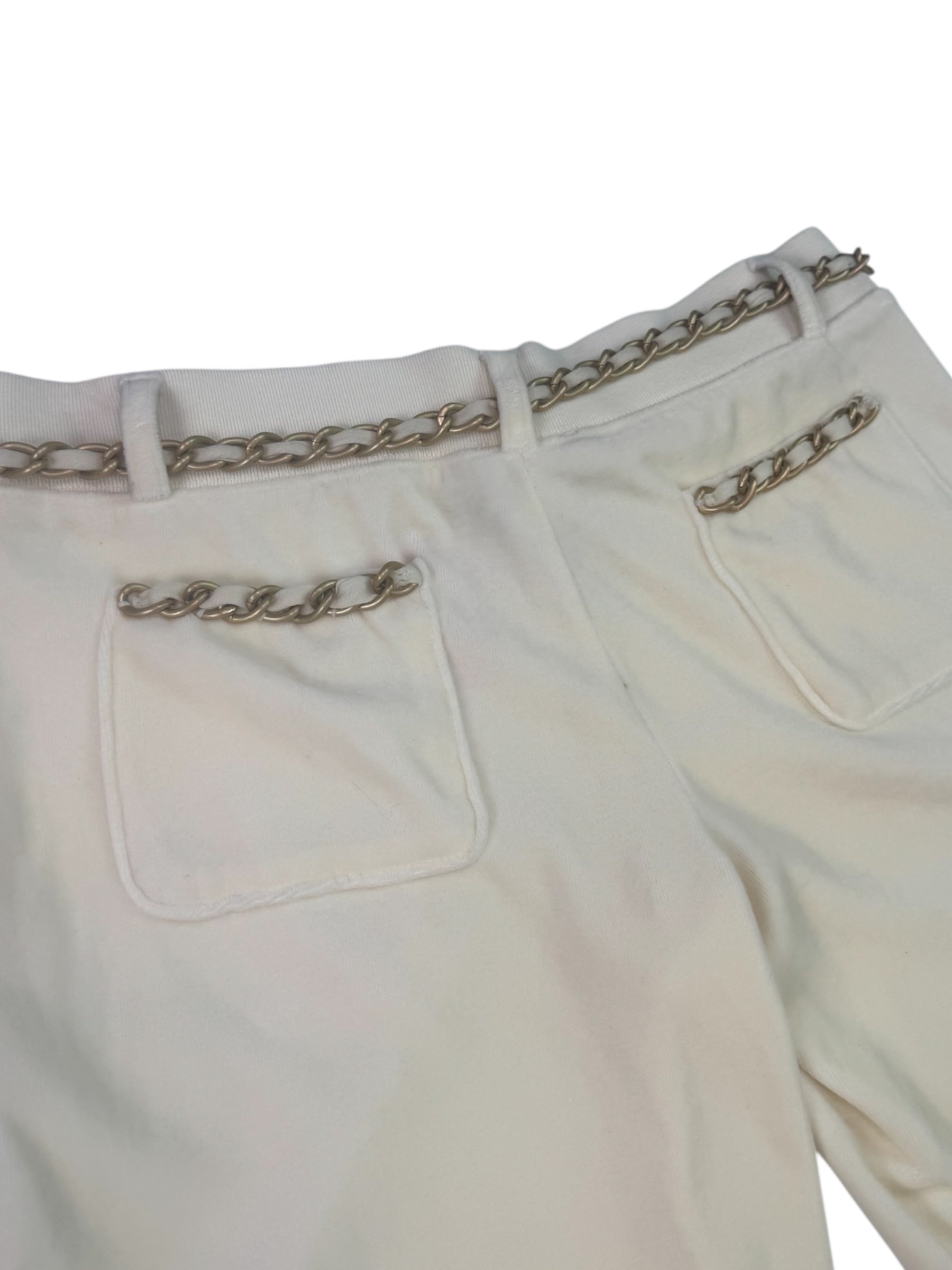 (M) Cream Chain Detail Juicy Couture Velour Pants