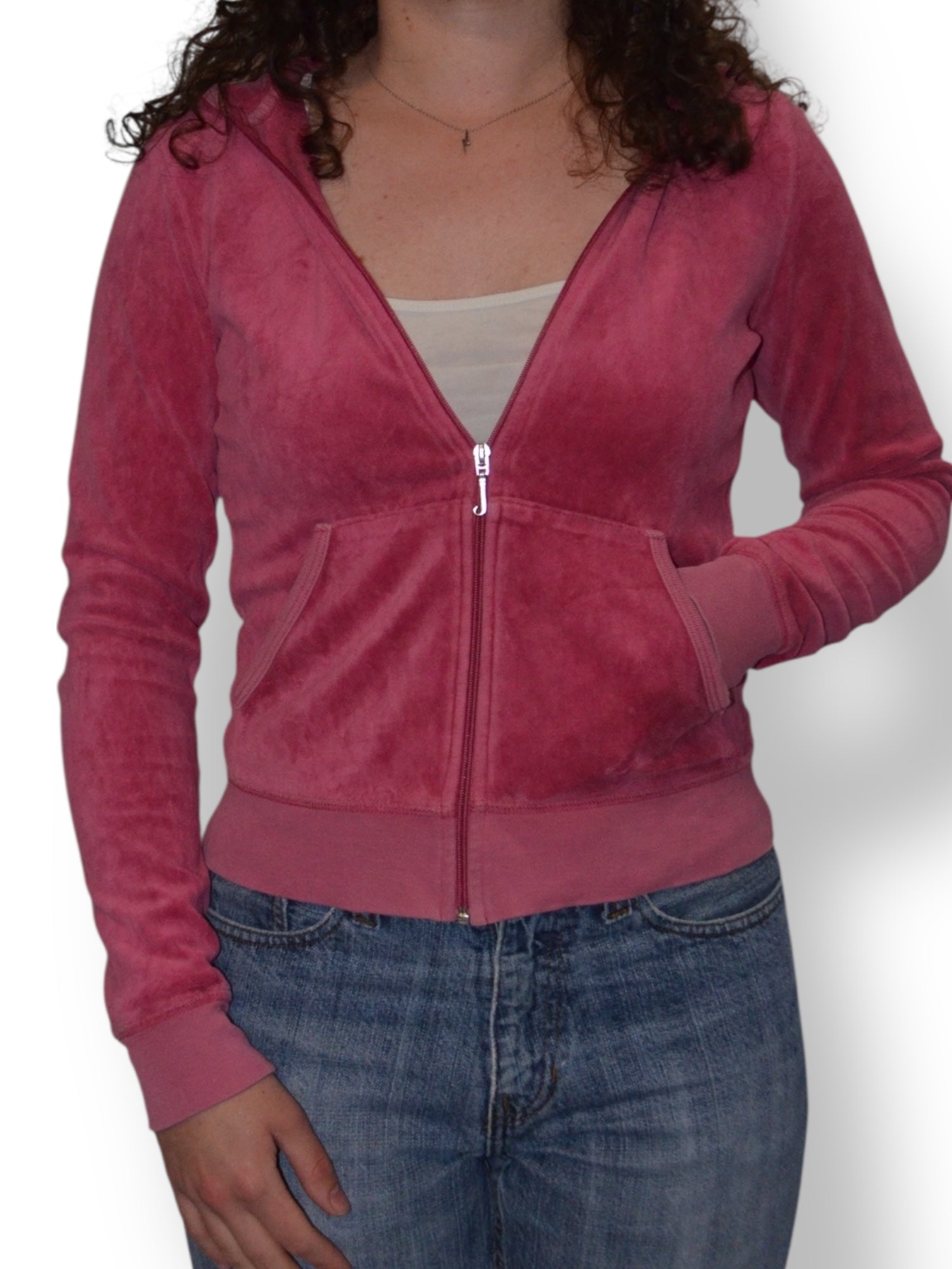 (M) Pink Juicy Couture Velour Zip Up Hoodie