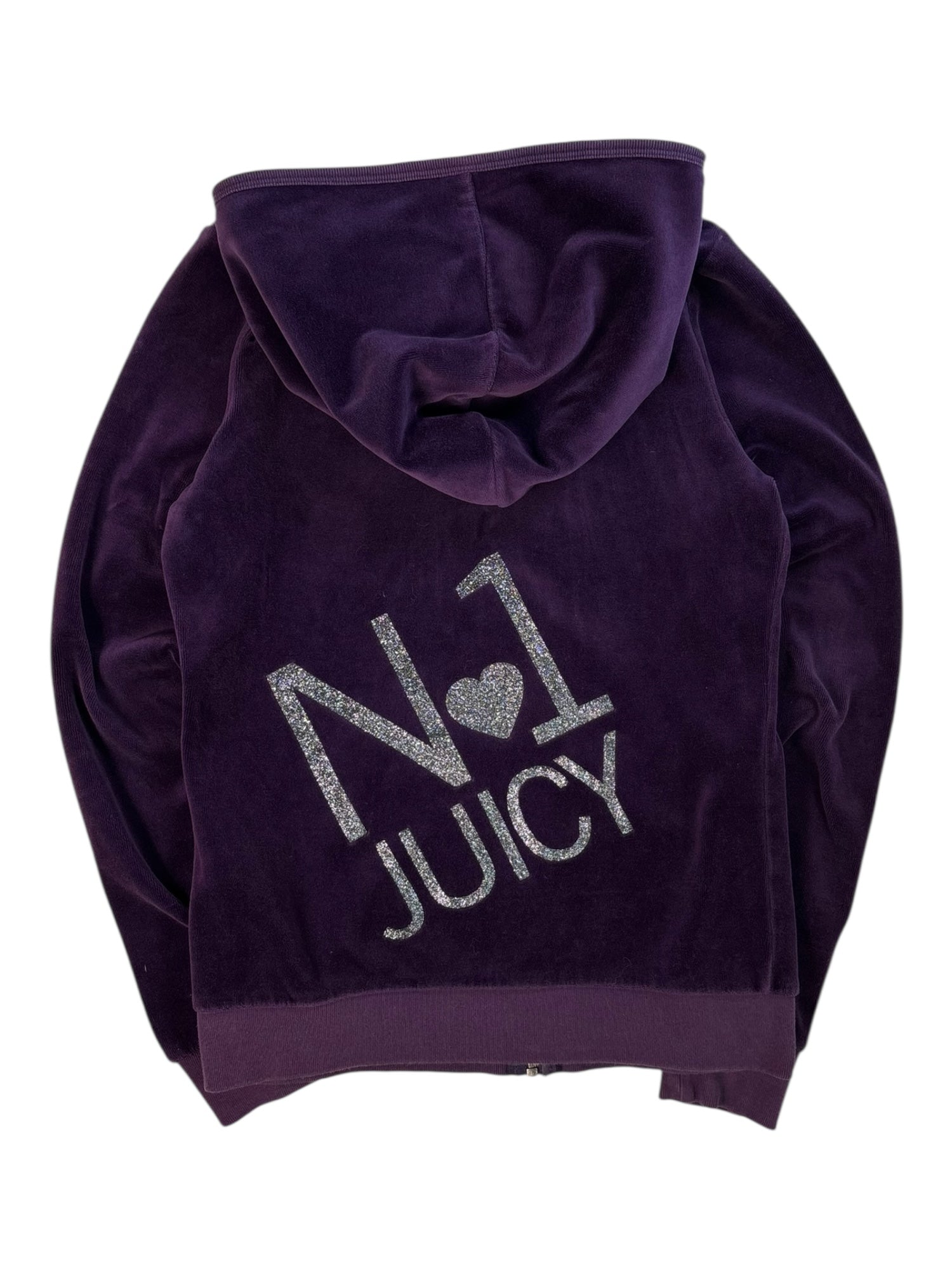 (XS) Dark Purple Juicy Couture Velour Zip-up Hoodie
