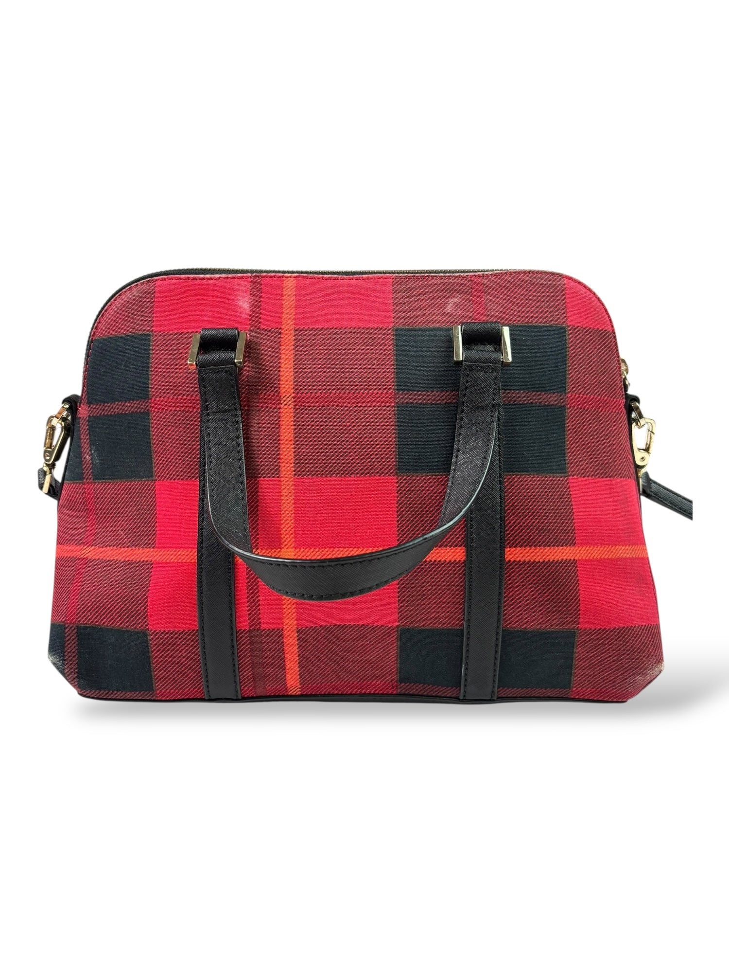 (O/S) Red Plaid Kate Spade Structured Purse