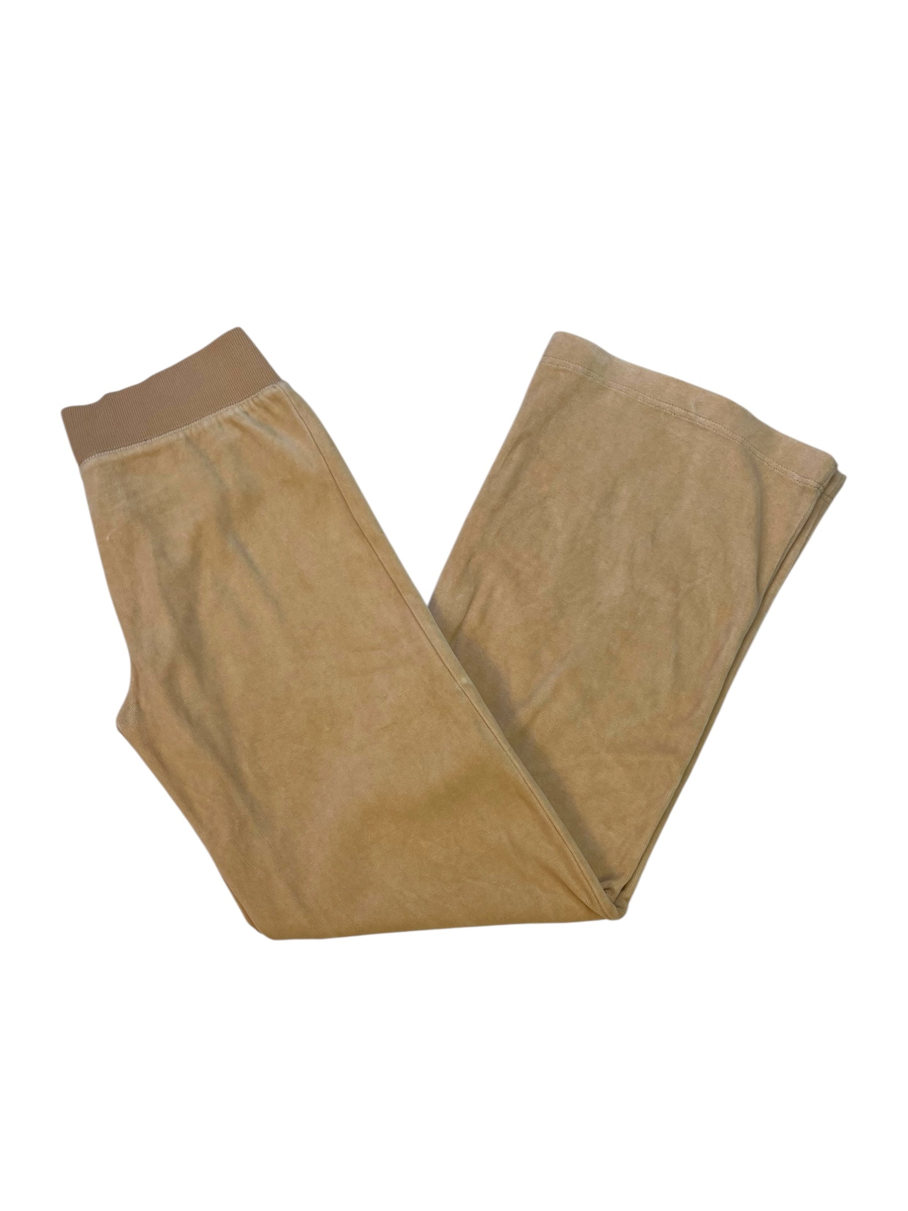 (XS) bebe Beige Embellished Velour Track Pants