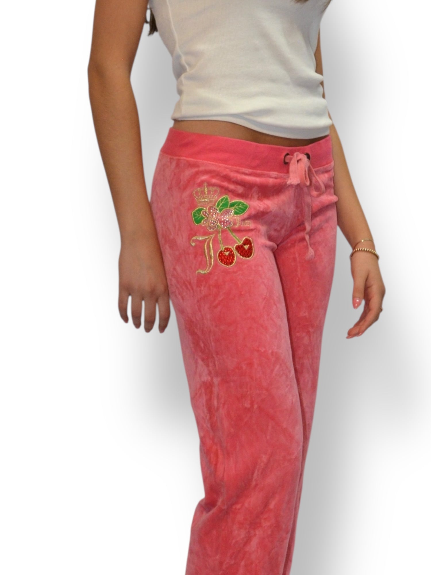 (XL) Pink Cherry Graphic Juicy Couture Velour Pants
