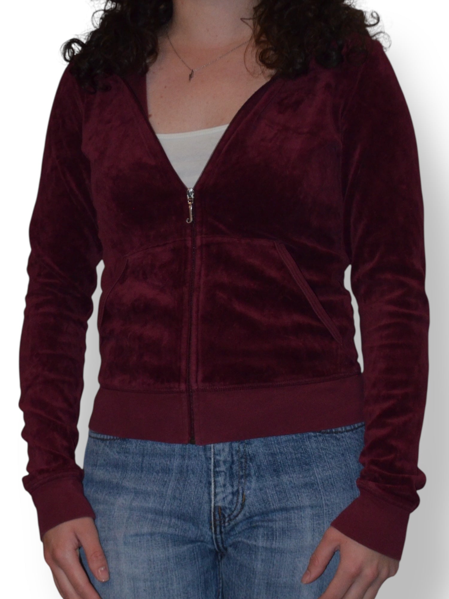 (S) Wine Juicy Couture Velour Zip Up Hoodie