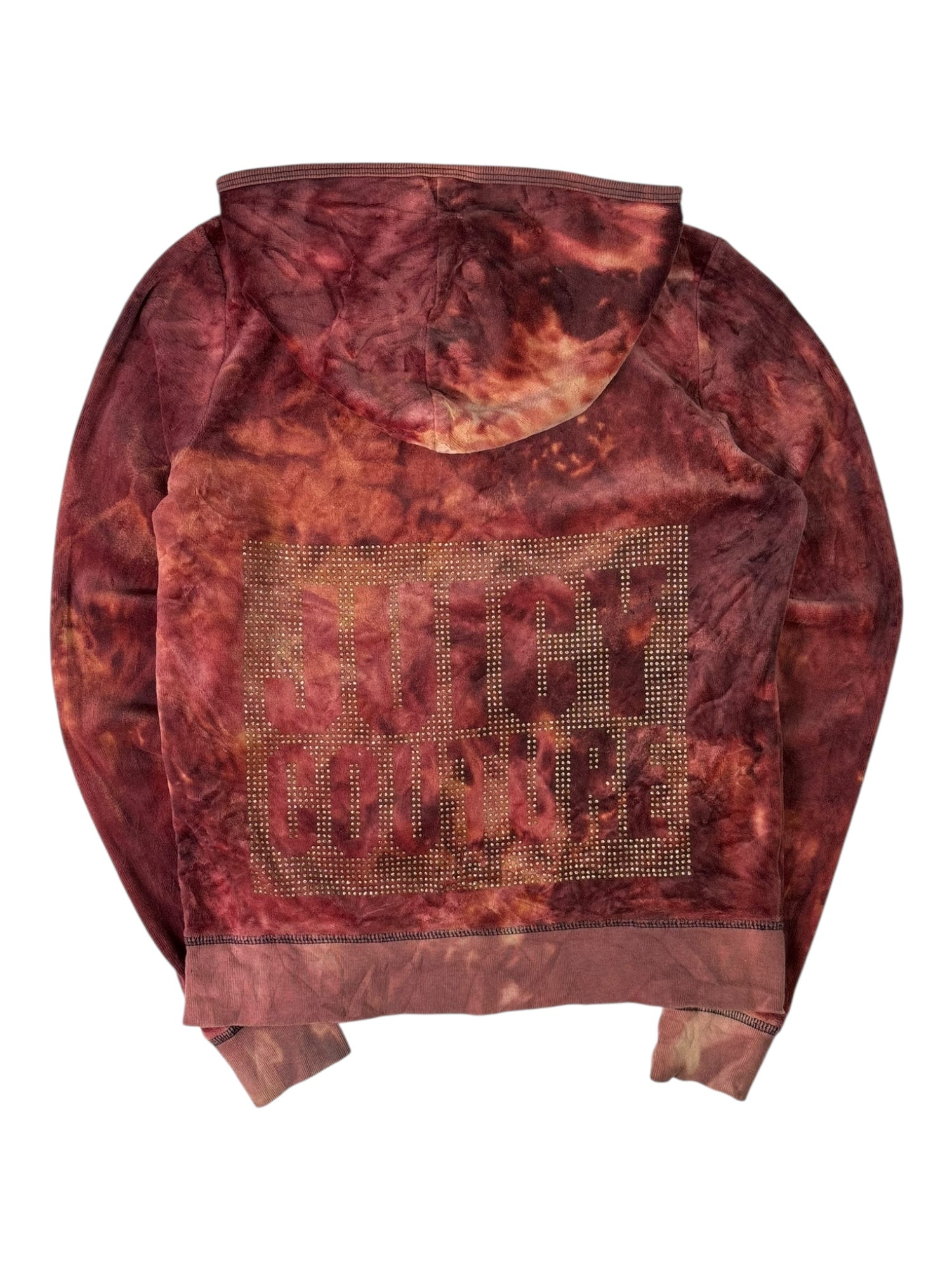 (M) Red-Orange Tie-Dye Juicy Couture Zip-up Hoodie