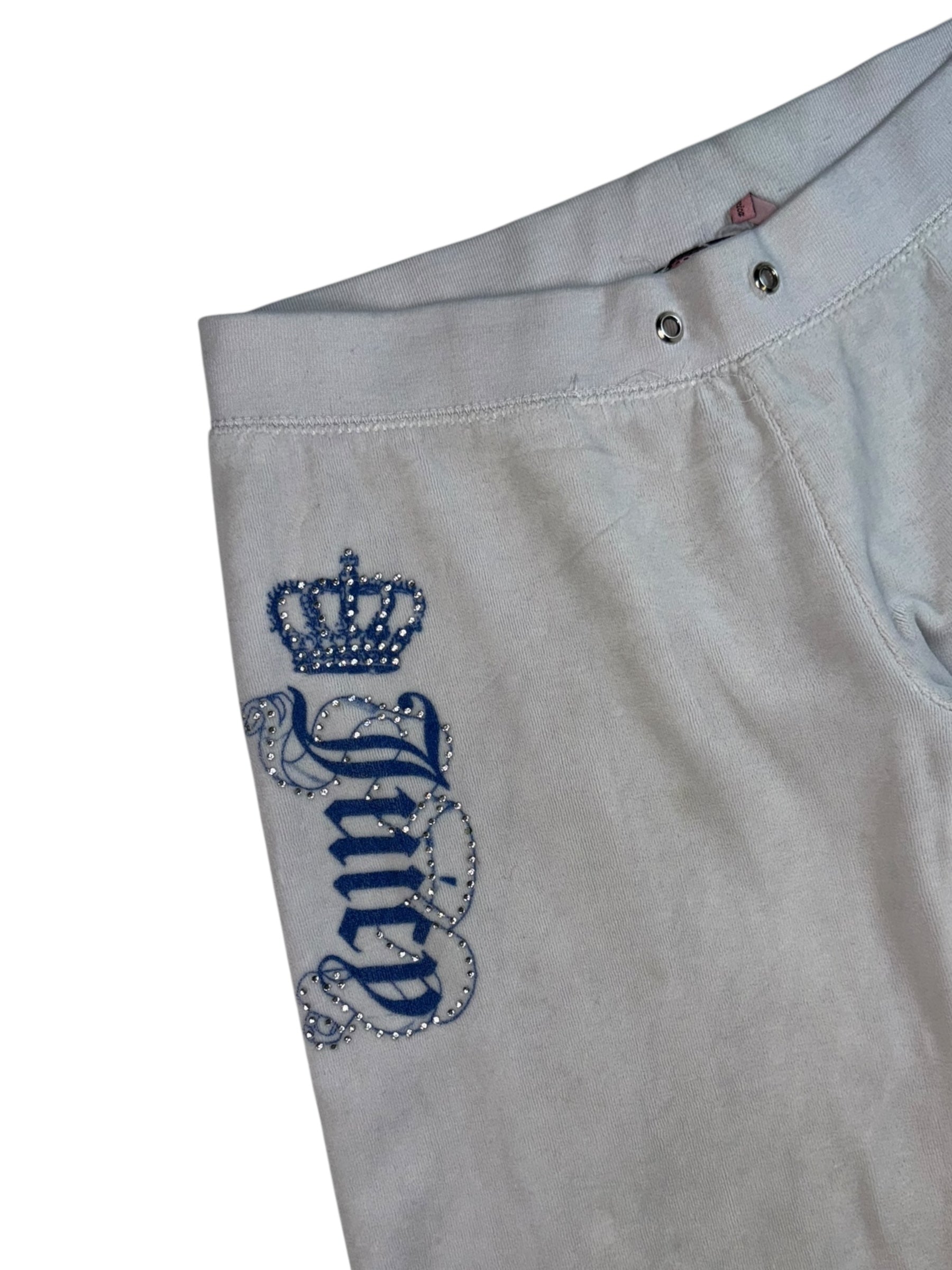 (S) White-Blue Embellished Juicy Couture Pants