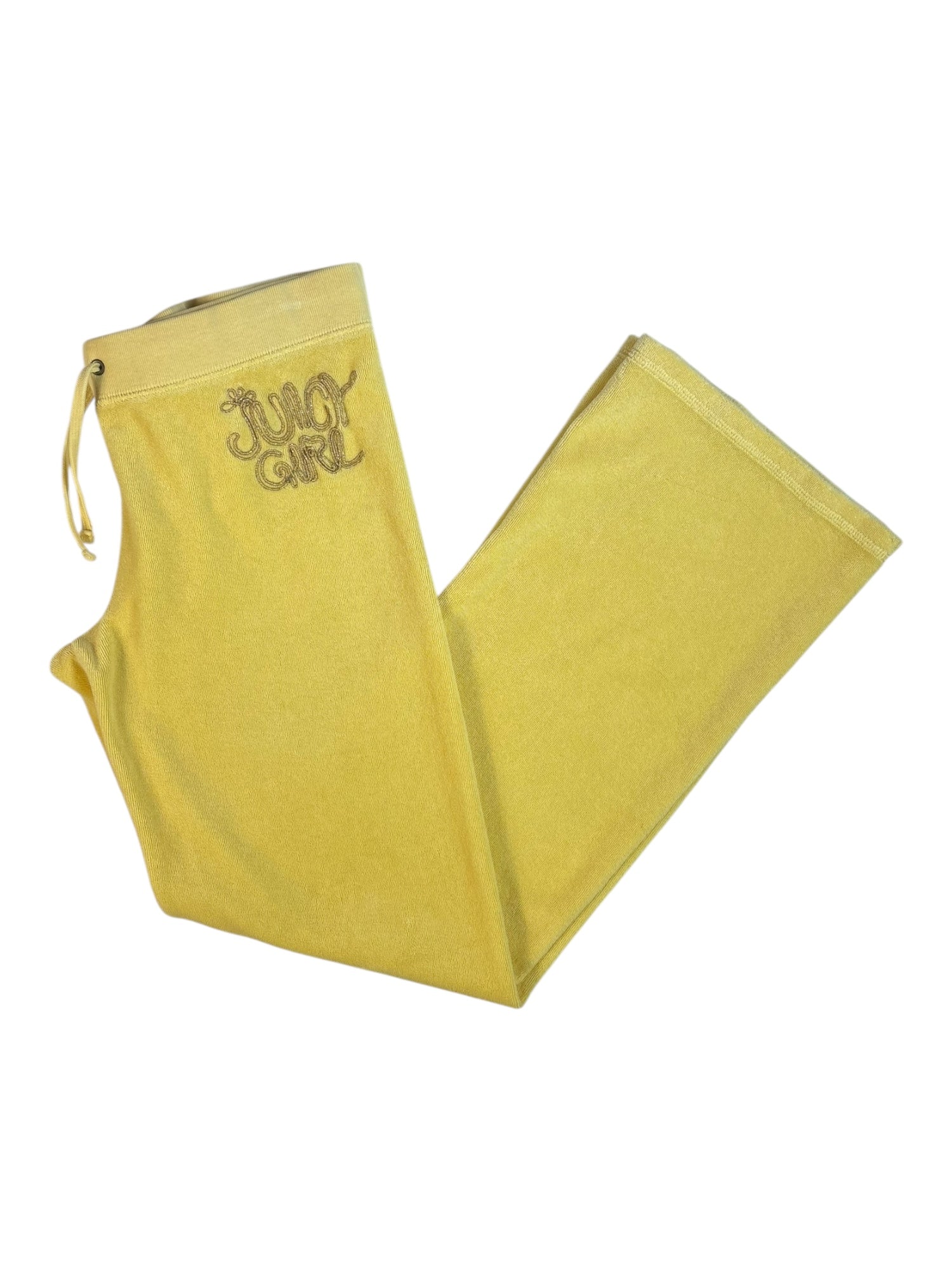 (XS) Yellow Embroidered Terry Cloth Juicy Couture Pants