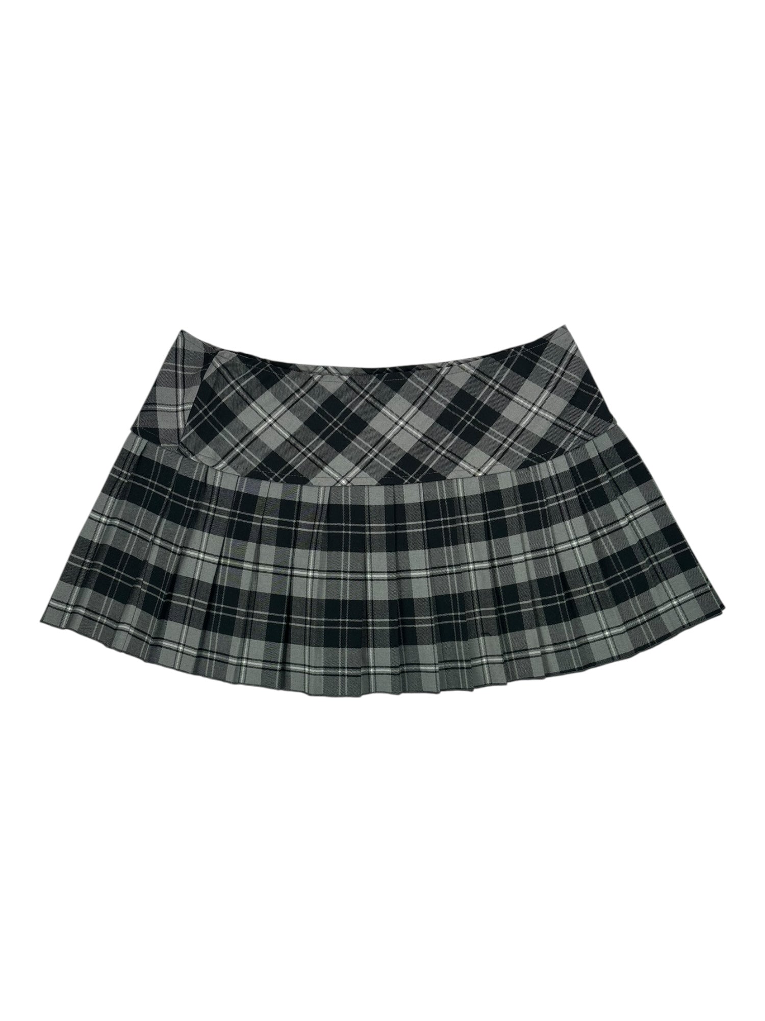 (L) Valia Black and White Plaid Pleated Skirt