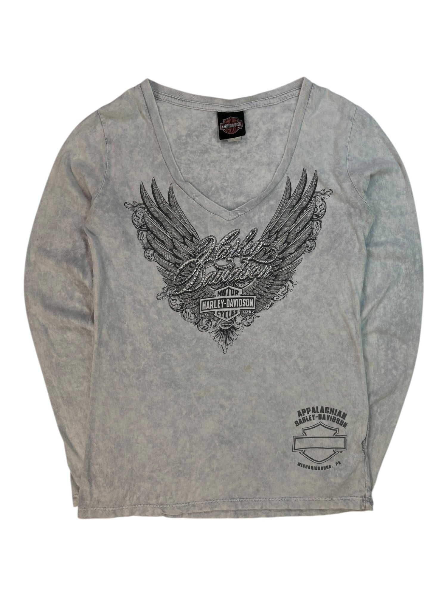 (M) Harley Davidson Embellished Angel Wing Longsleeve