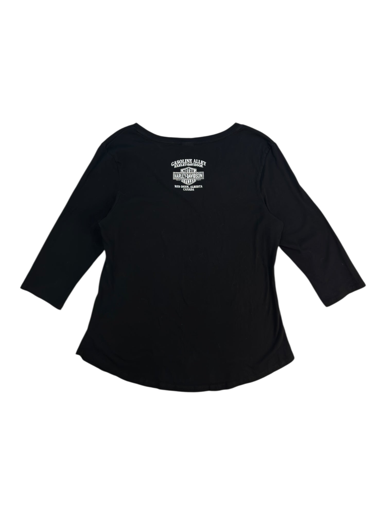 (M) Gasoline Alley Red Deer 3/4 Sleeve Harley Davidson Tee