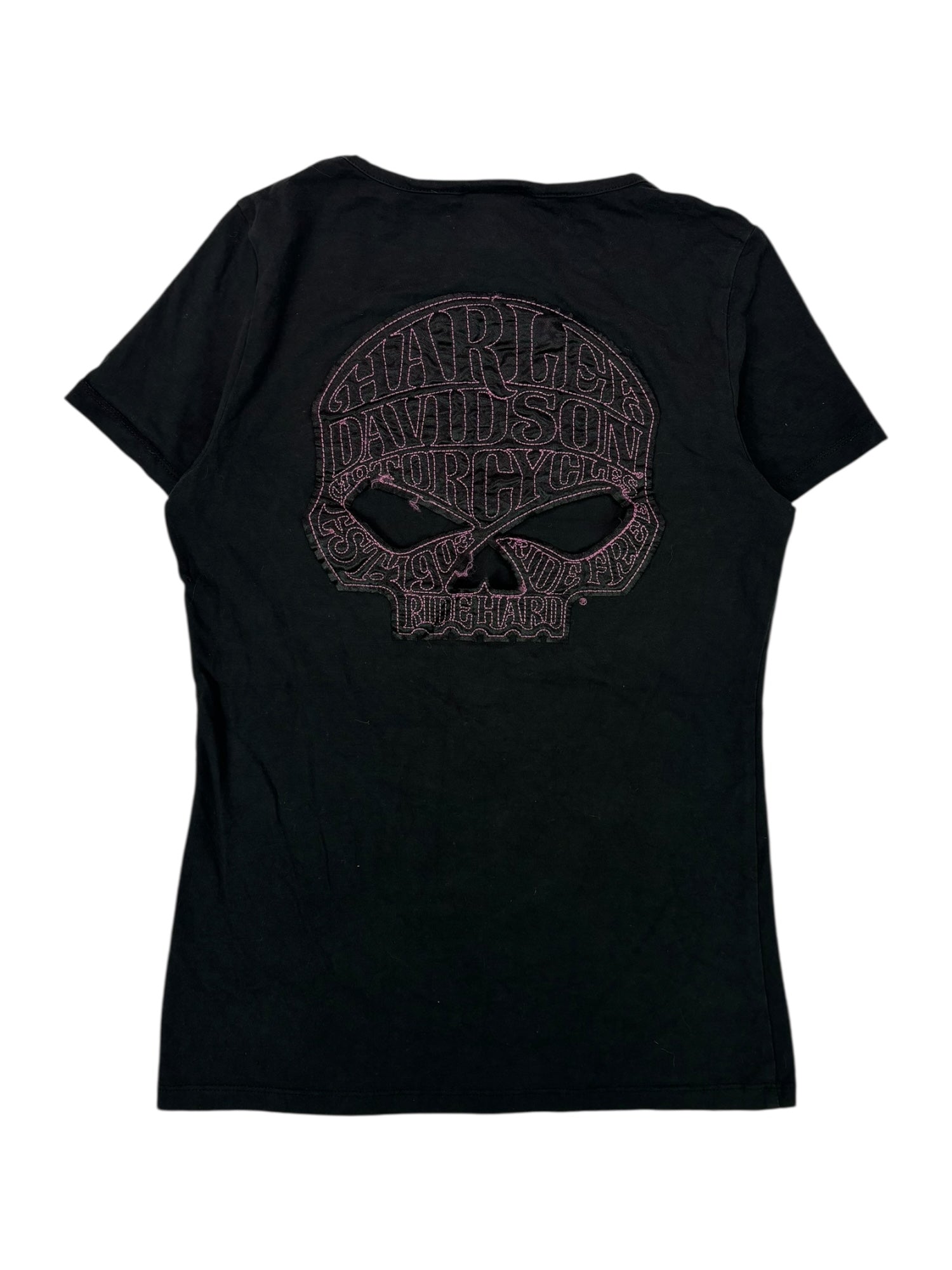 (M) Harley Davidson Kokomo Pink Skull V-neck Tee