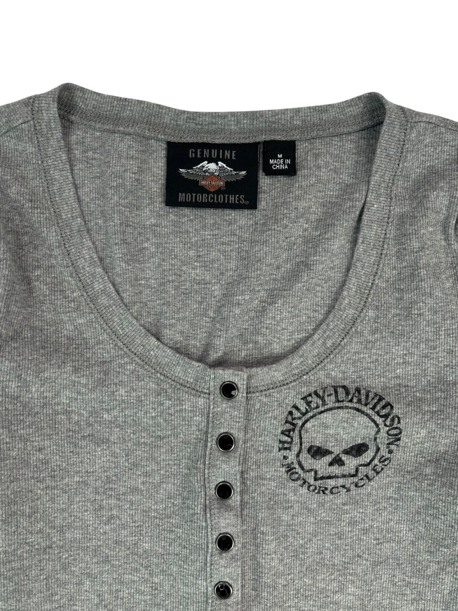 (M) Harley Davidson Grey Ribbed Longsleeve