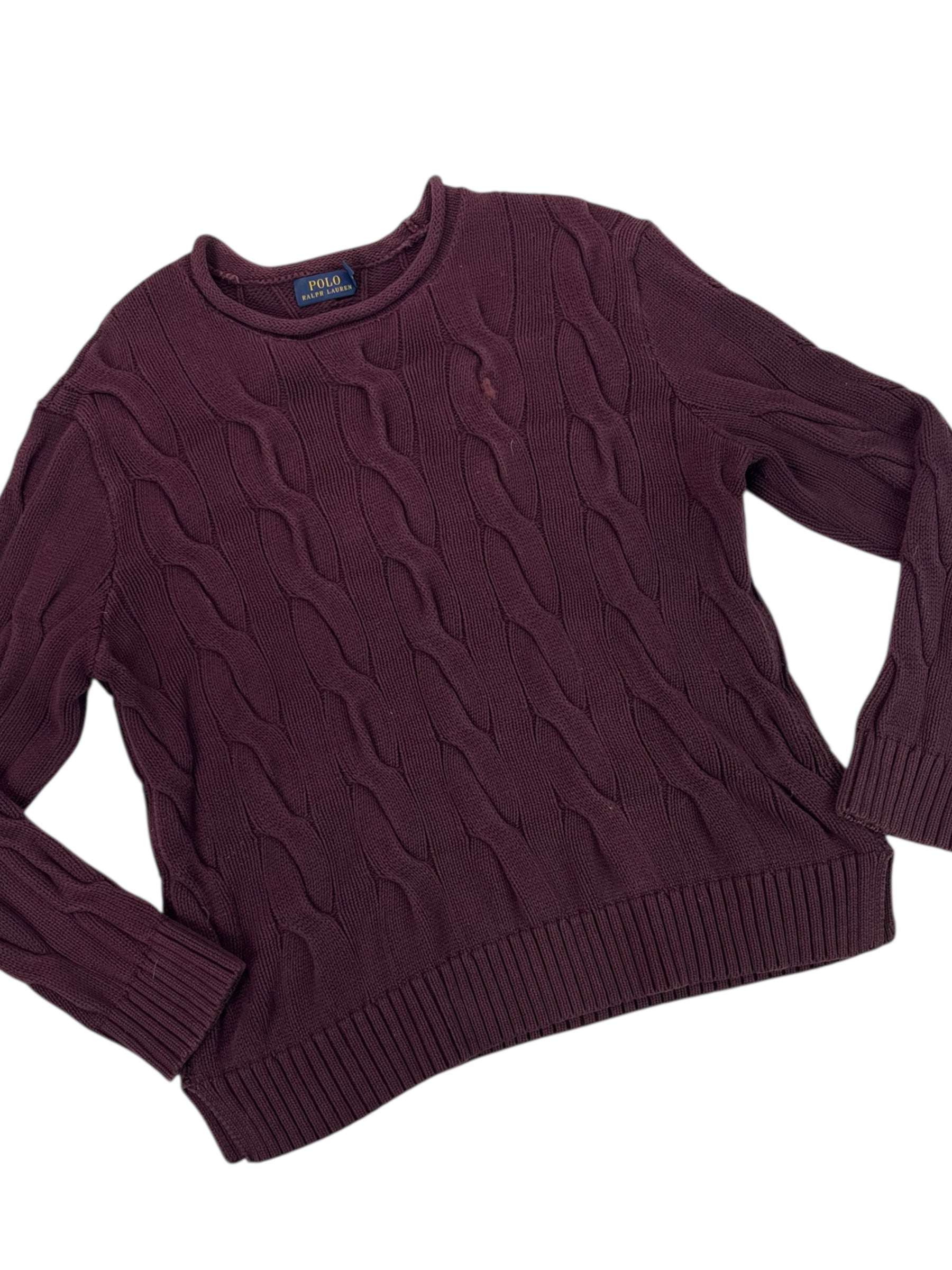 (M) Polo Ralph Lauren Cable Knit Burgundy Sweater