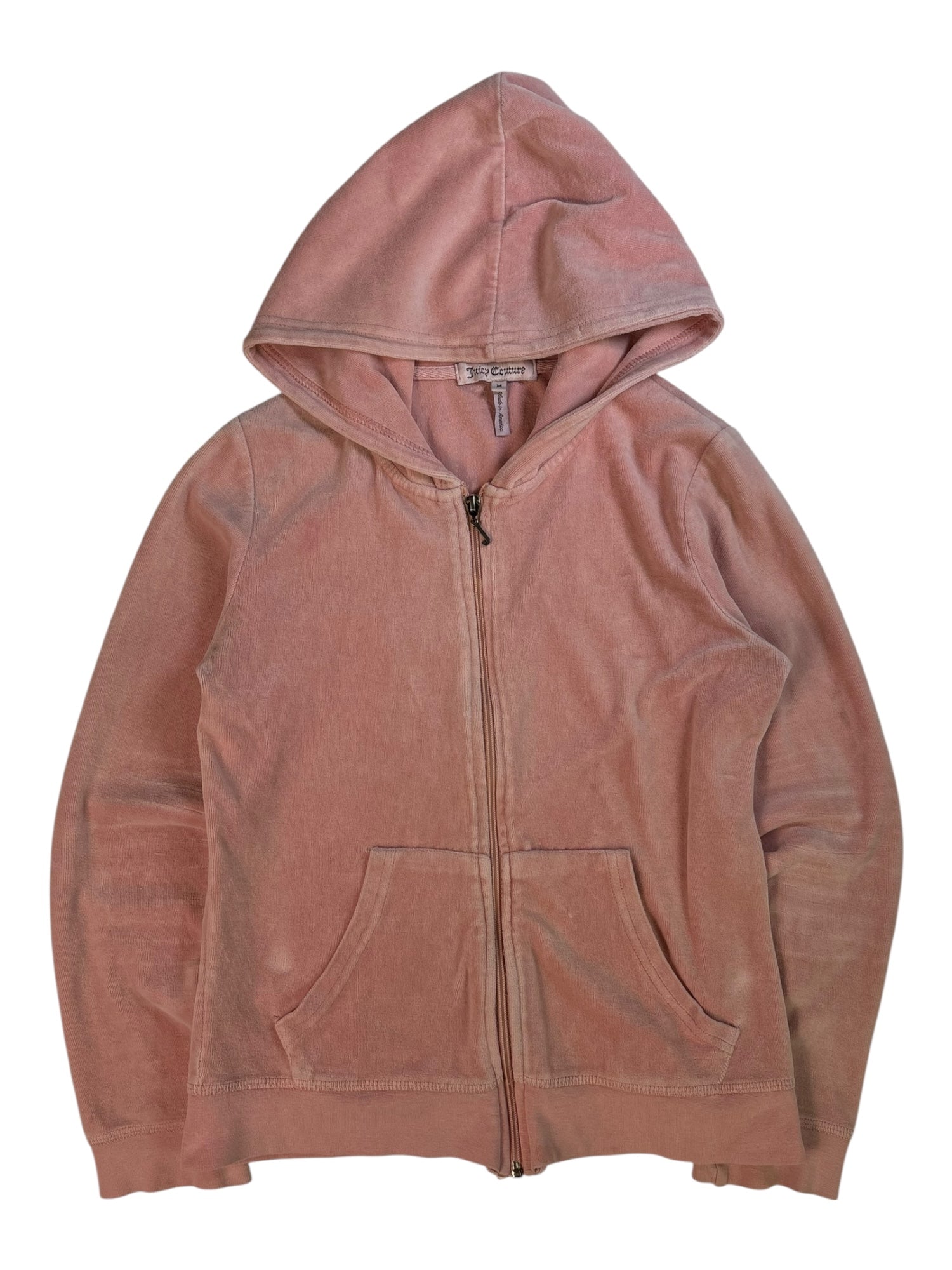 (S) Baby Pink Printed Juicy Couture Velour Zip Up Hoodie
