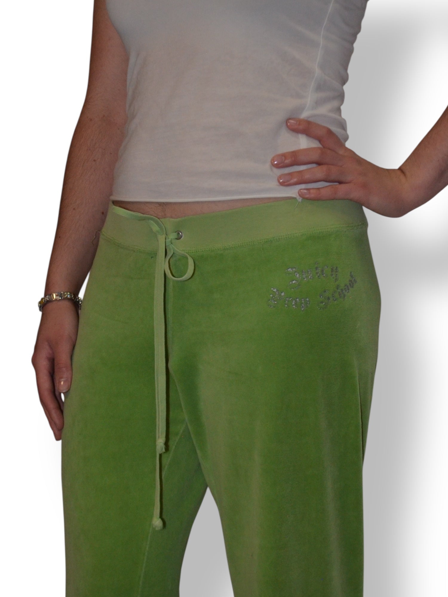 (M) Lime Green printed Juicy Couture Velour Pants
