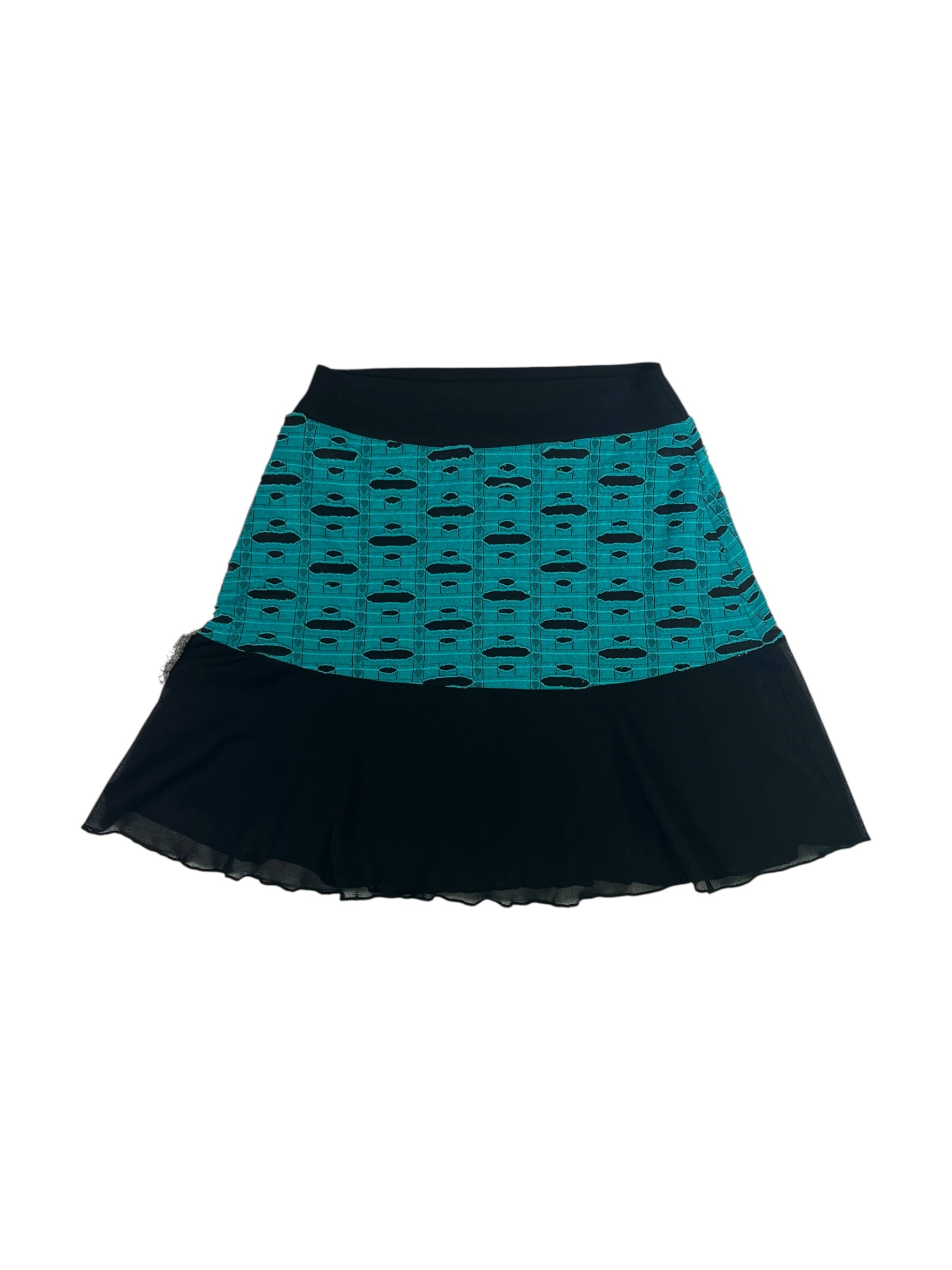 (28) Black & Turquoise Mini Skirt
