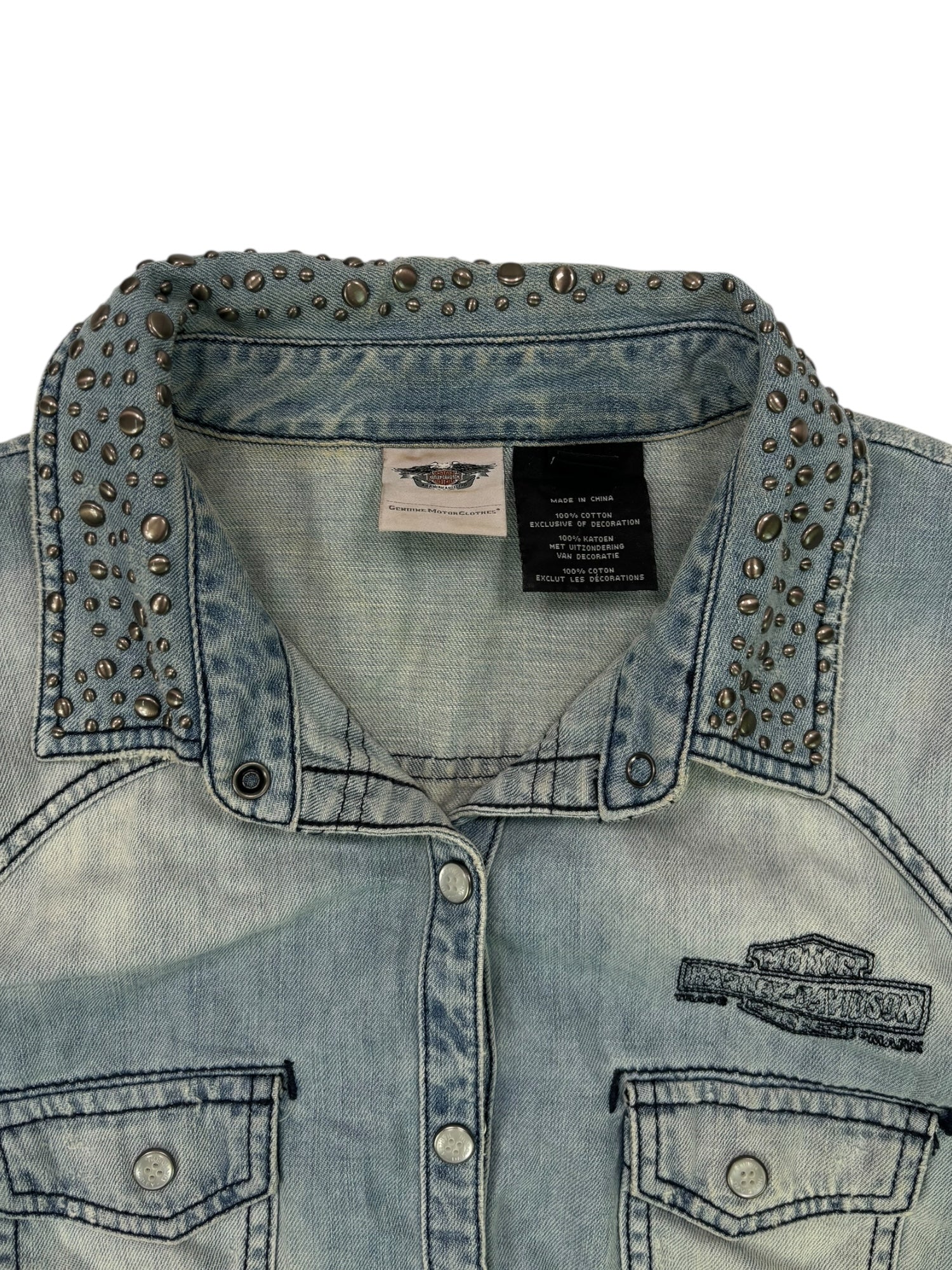 (XXL) Harley Davidson Studded Denim Button Up
