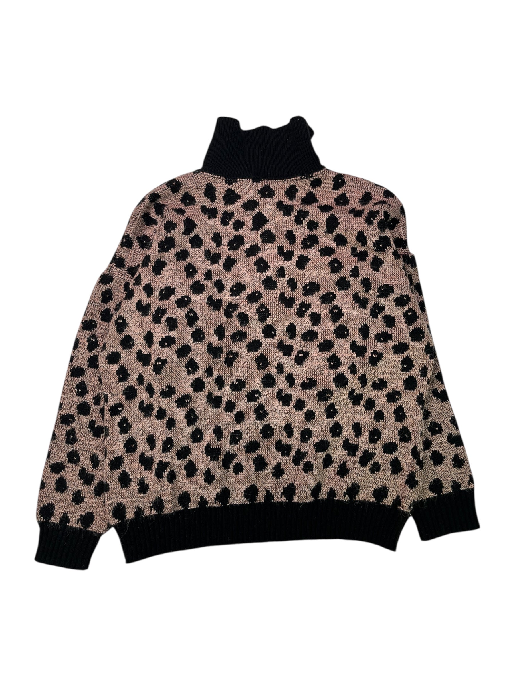 (M) Cheetah Print Tricot Boutique Collared Sweater