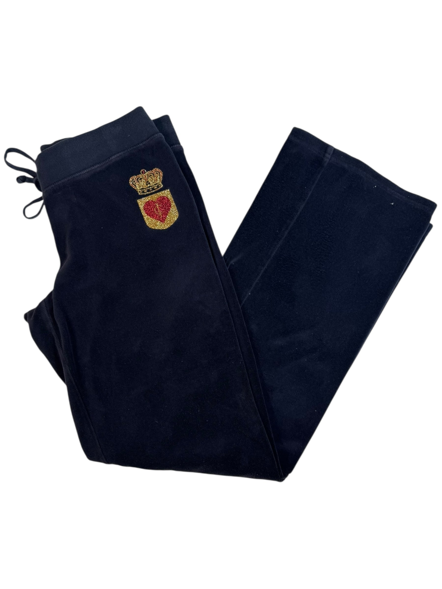 (S) Blue-Grey Glitter Crown Graphic Juicy Couture Pants
